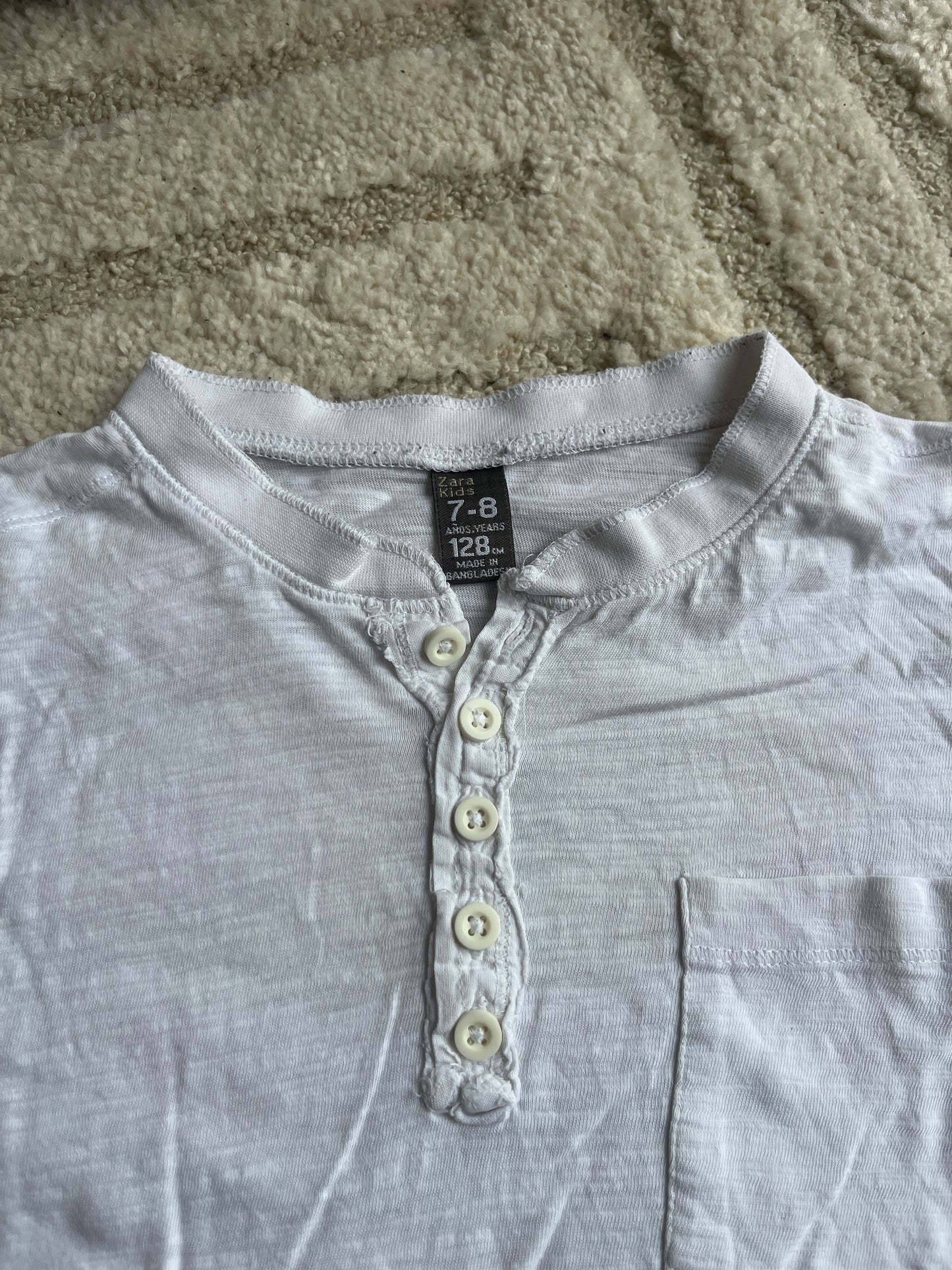 T-shirt à manches courtes blanc léger avec col Zara - 7/8 ans (128cm)