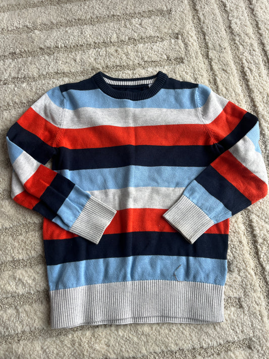 Pull en maille à manches longues rayé bleu, blanc, rouge - 7 ans