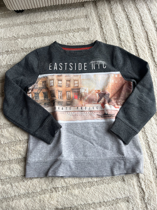 Sweat à manches longues gris et beige « Eastside NYC » - 10 ans