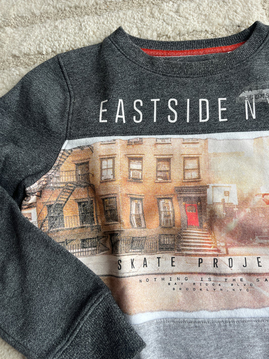 Sweat à manches longues gris et beige « Eastside NYC » - 10 ans