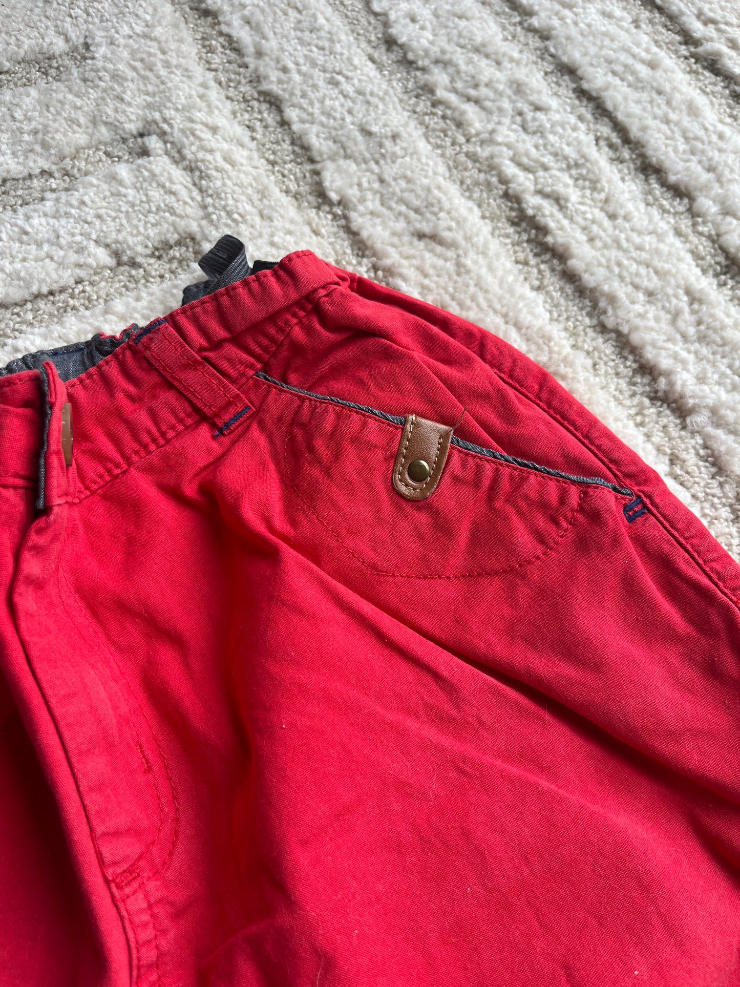 Bermuda rouge corail avec ourlets - 14 ans