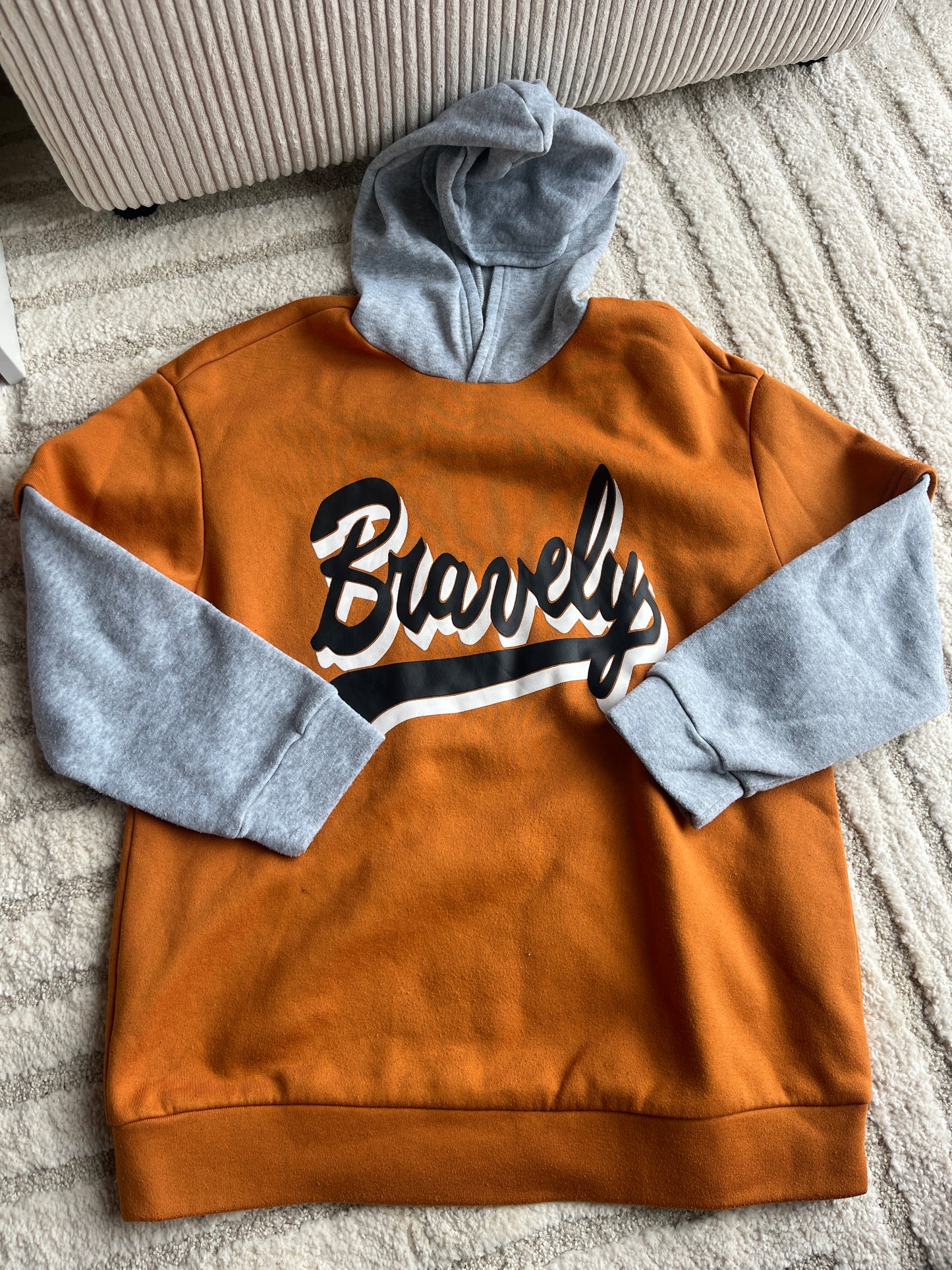 Sweat à manches longues et à capuche moutarde et gris « Bravely » - 15 ans