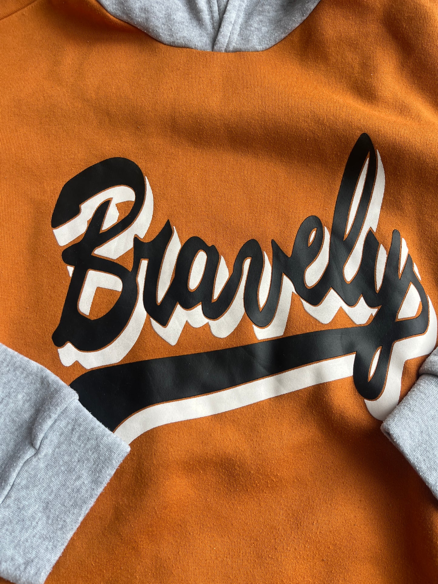 Sweat à manches longues et à capuche moutarde et gris « Bravely » - 15 ans