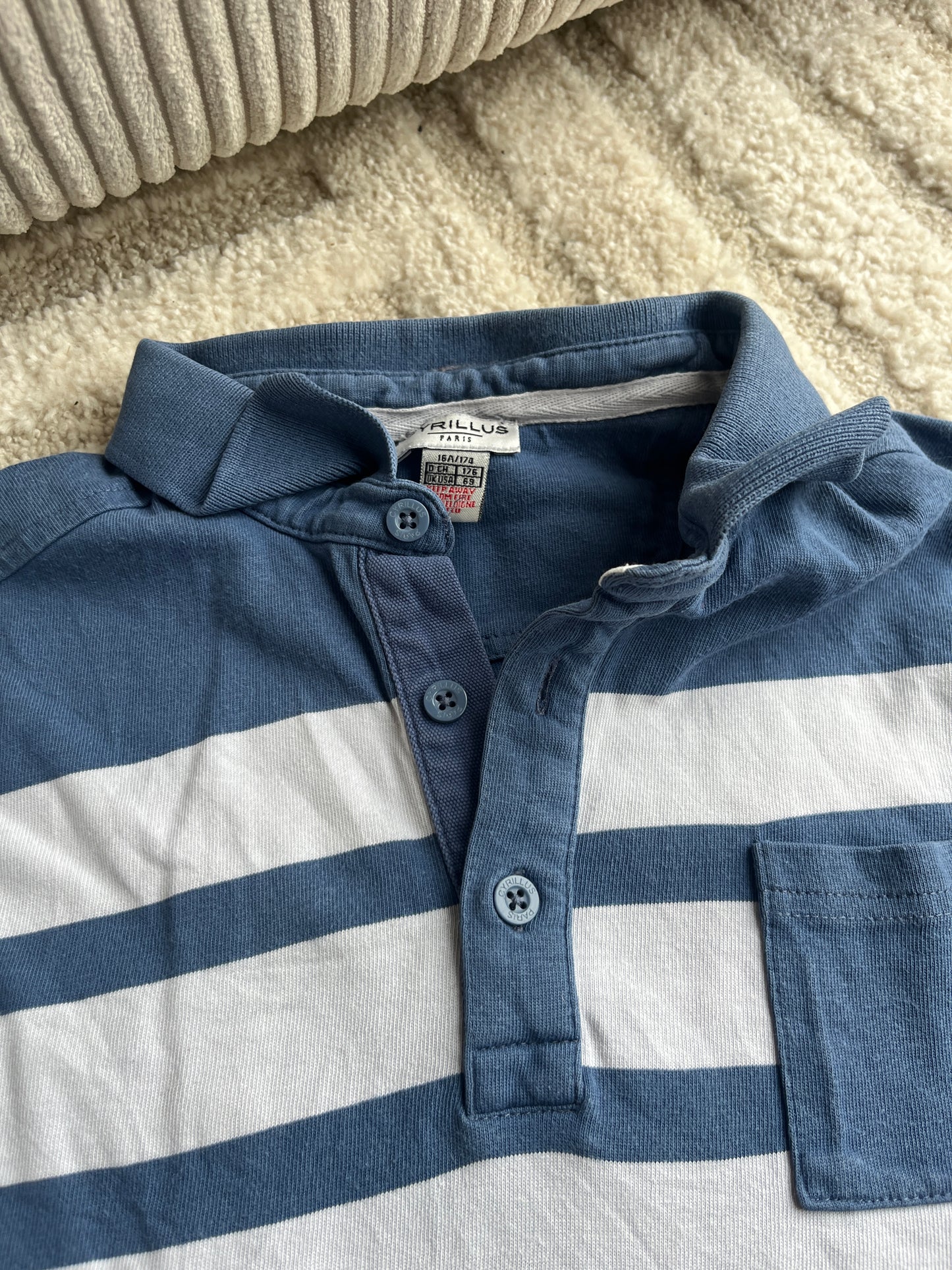 Polo à manches longues bleu et blanc « Eastern Seabord » Cyrillus - 16 ans