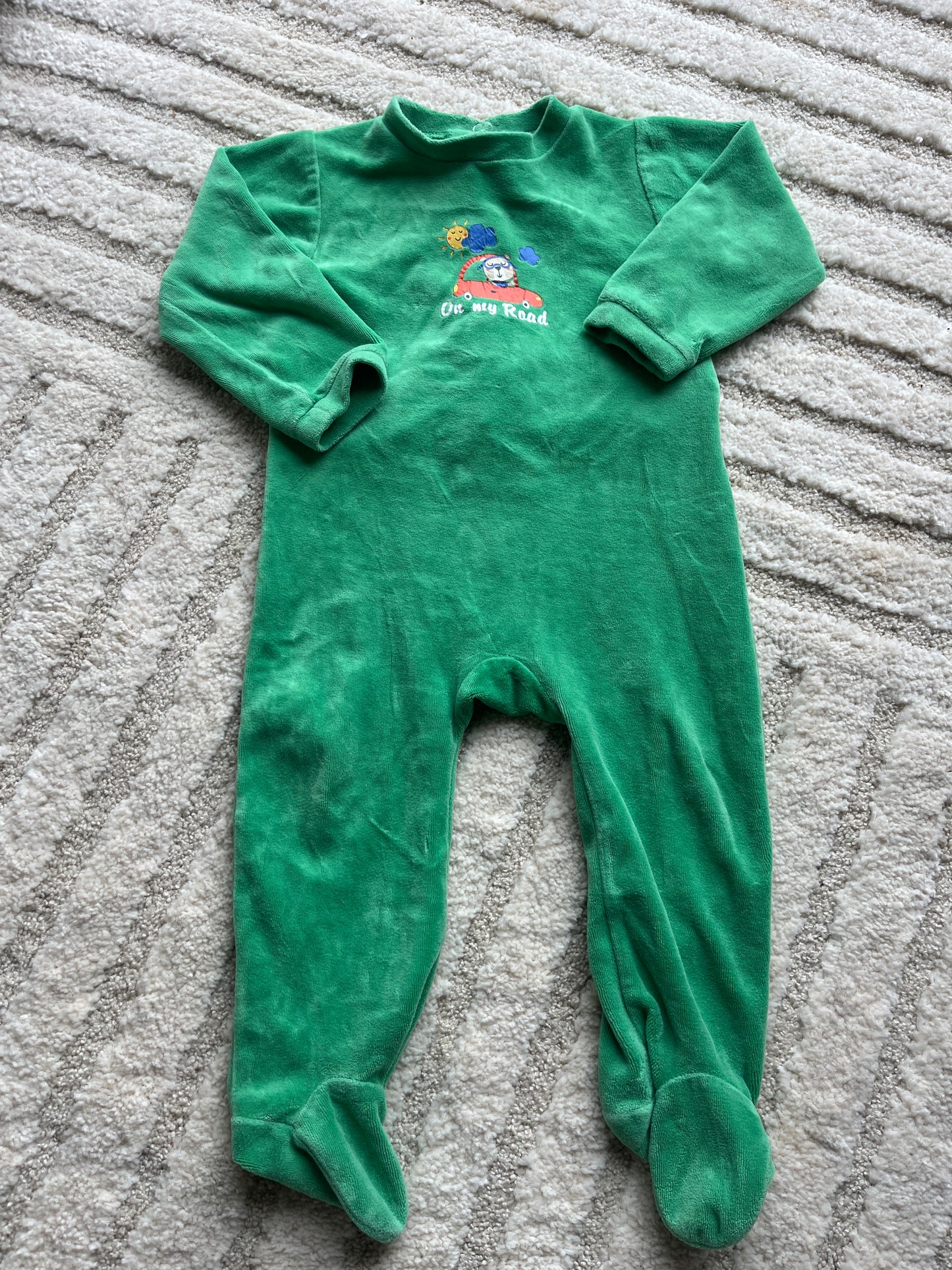 Pyjama velours vert « on my road » - 24 mois