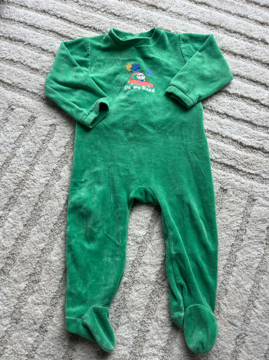 Pyjama velours vert « on my road » - 24 mois