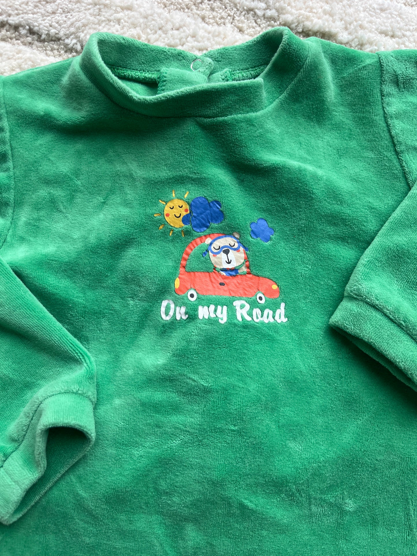 Pyjama velours vert « on my road » - 24 mois
