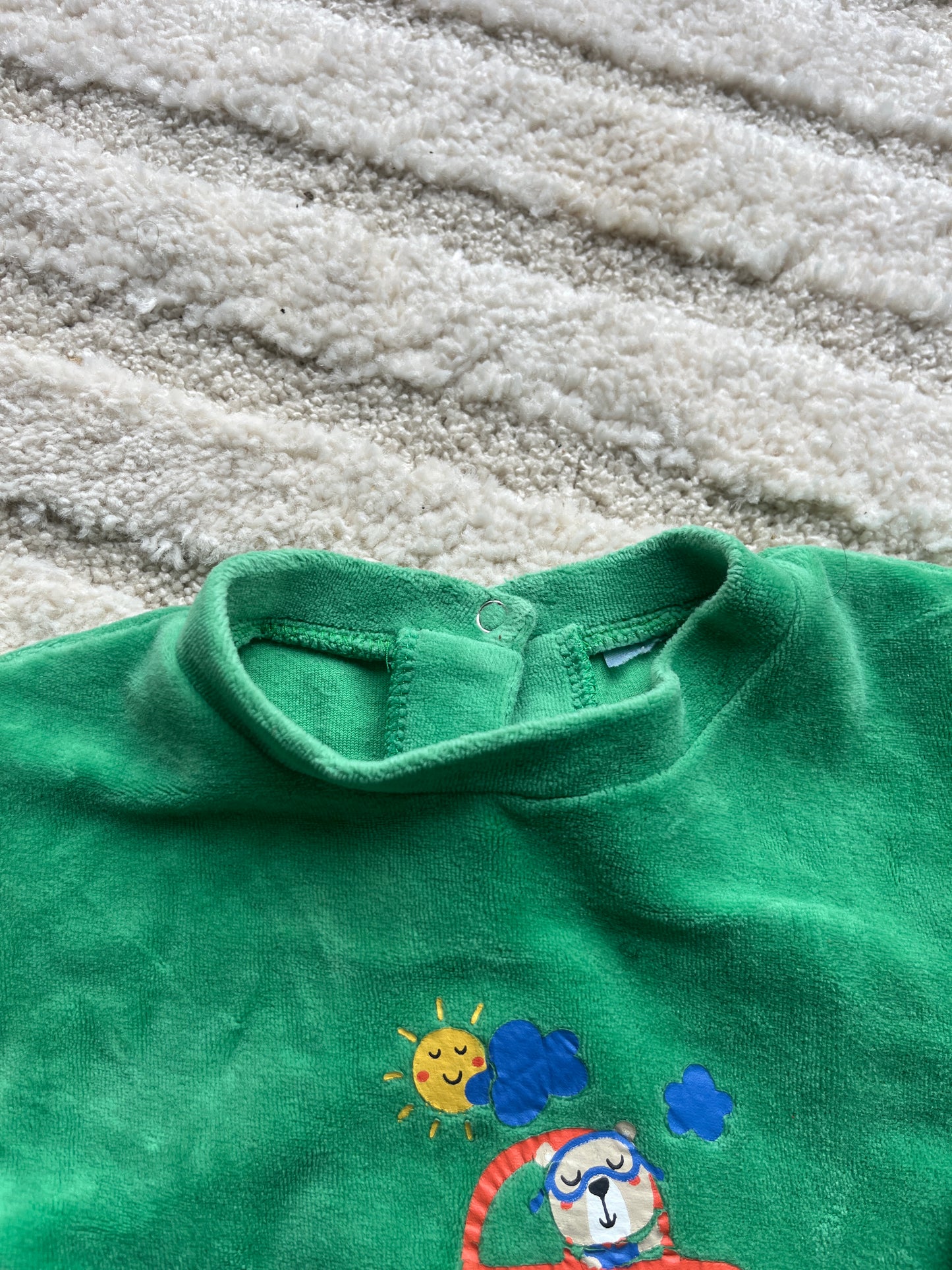 Pyjama velours vert « on my road » - 24 mois