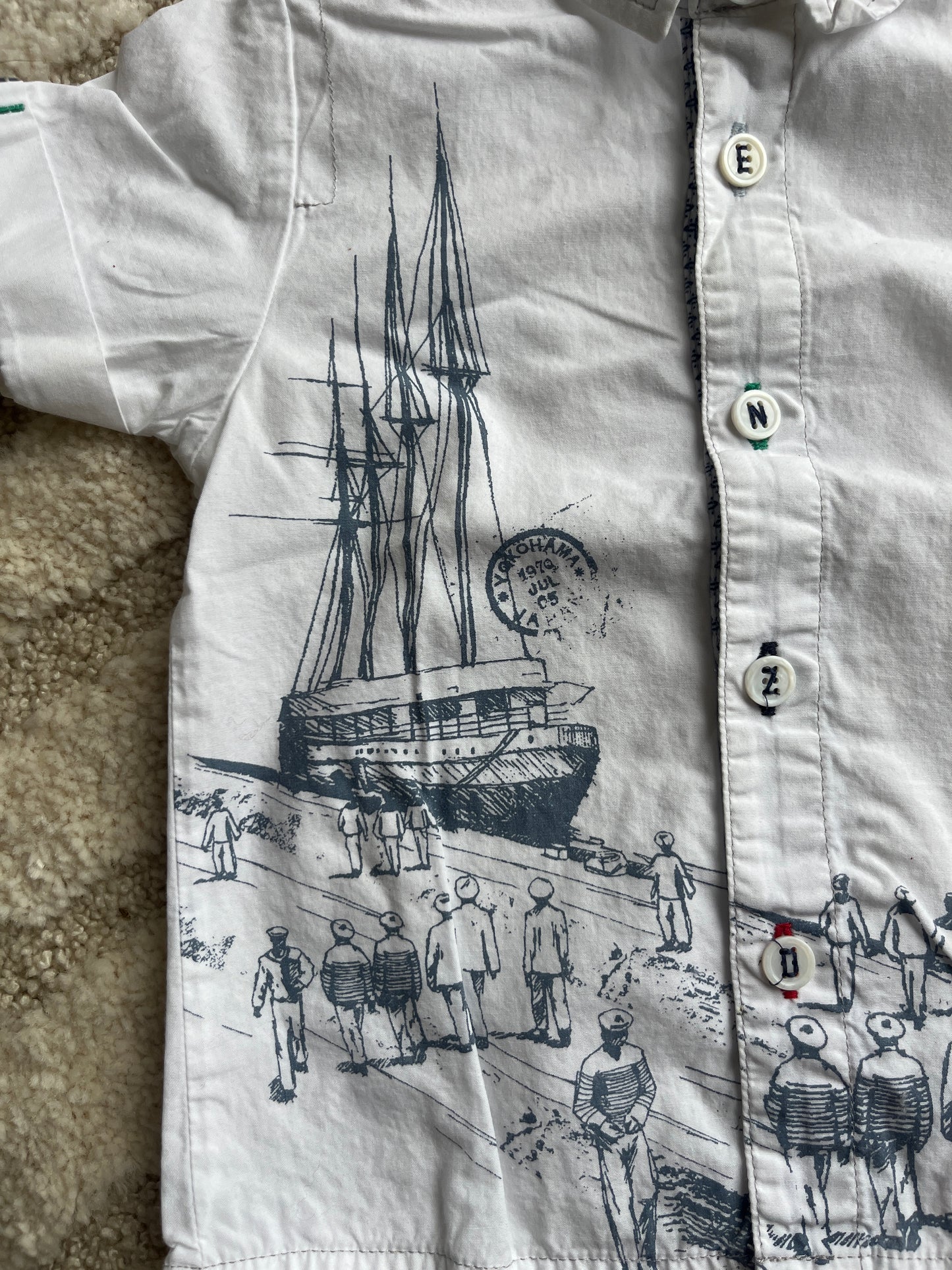 Chemise à manches courtes blanche et dessin port Kenzo Kids - 12 mois