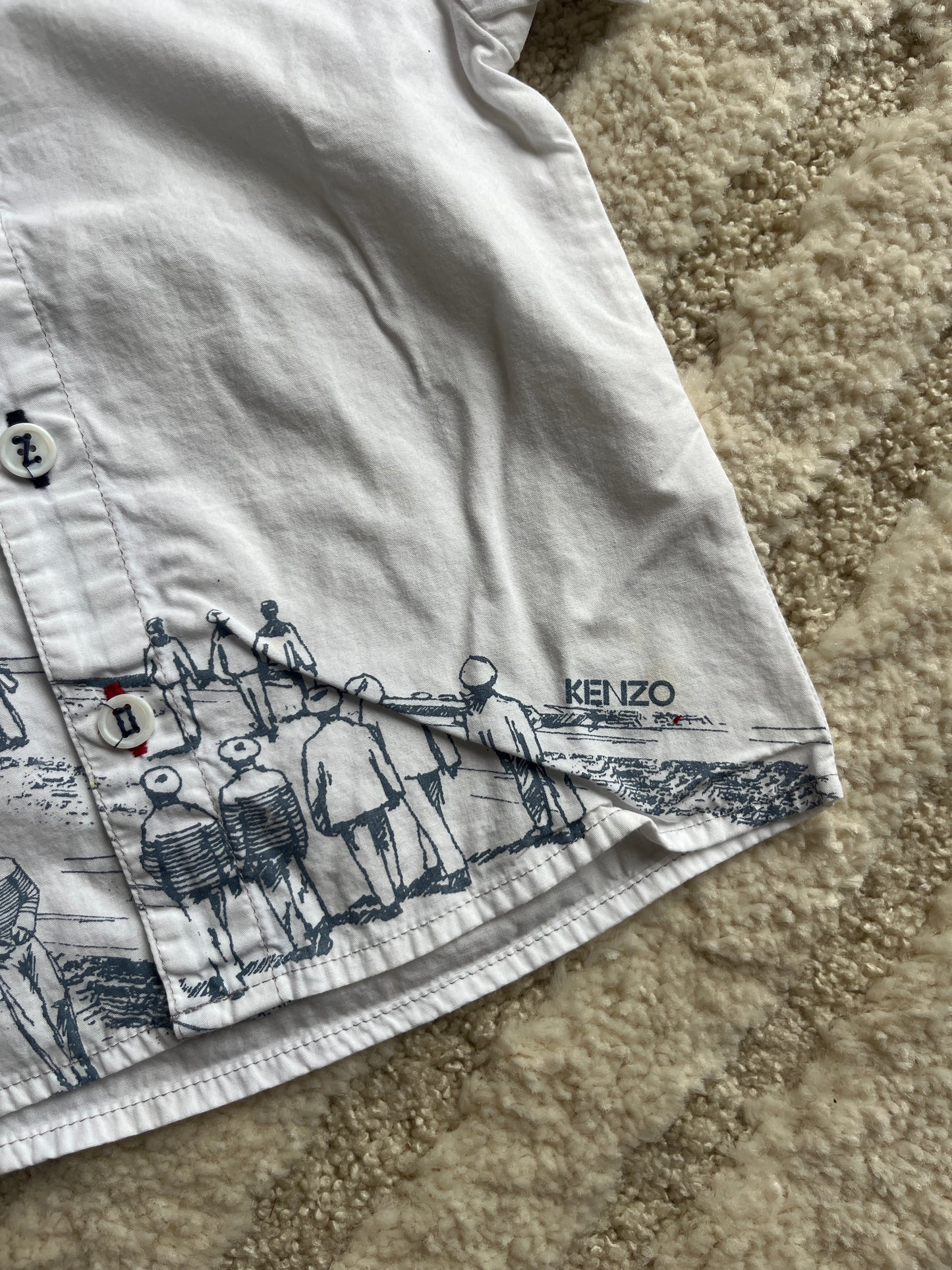 Chemise à manches courtes blanche et dessin port Kenzo Kids - 12 mois