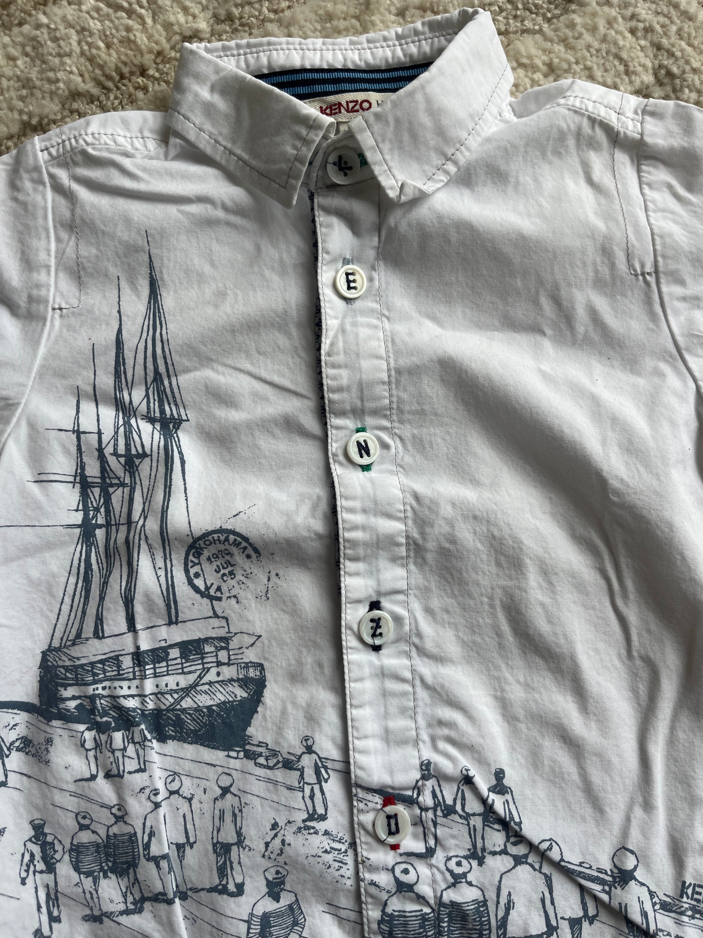Chemise à manches courtes blanche et dessin port Kenzo Kids - 12 mois