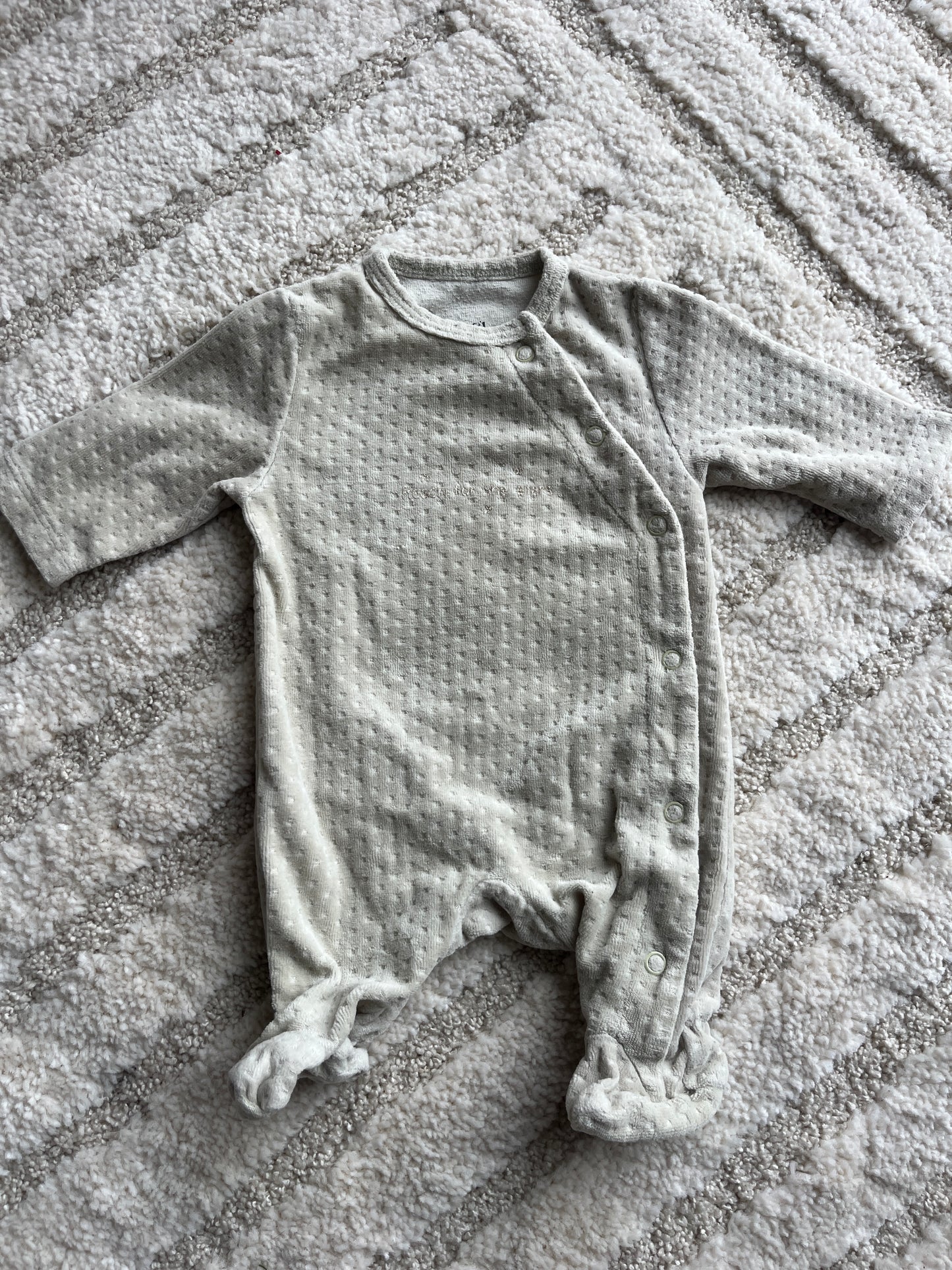 Pyjama velours vert olive effet matelassé - 0 mois