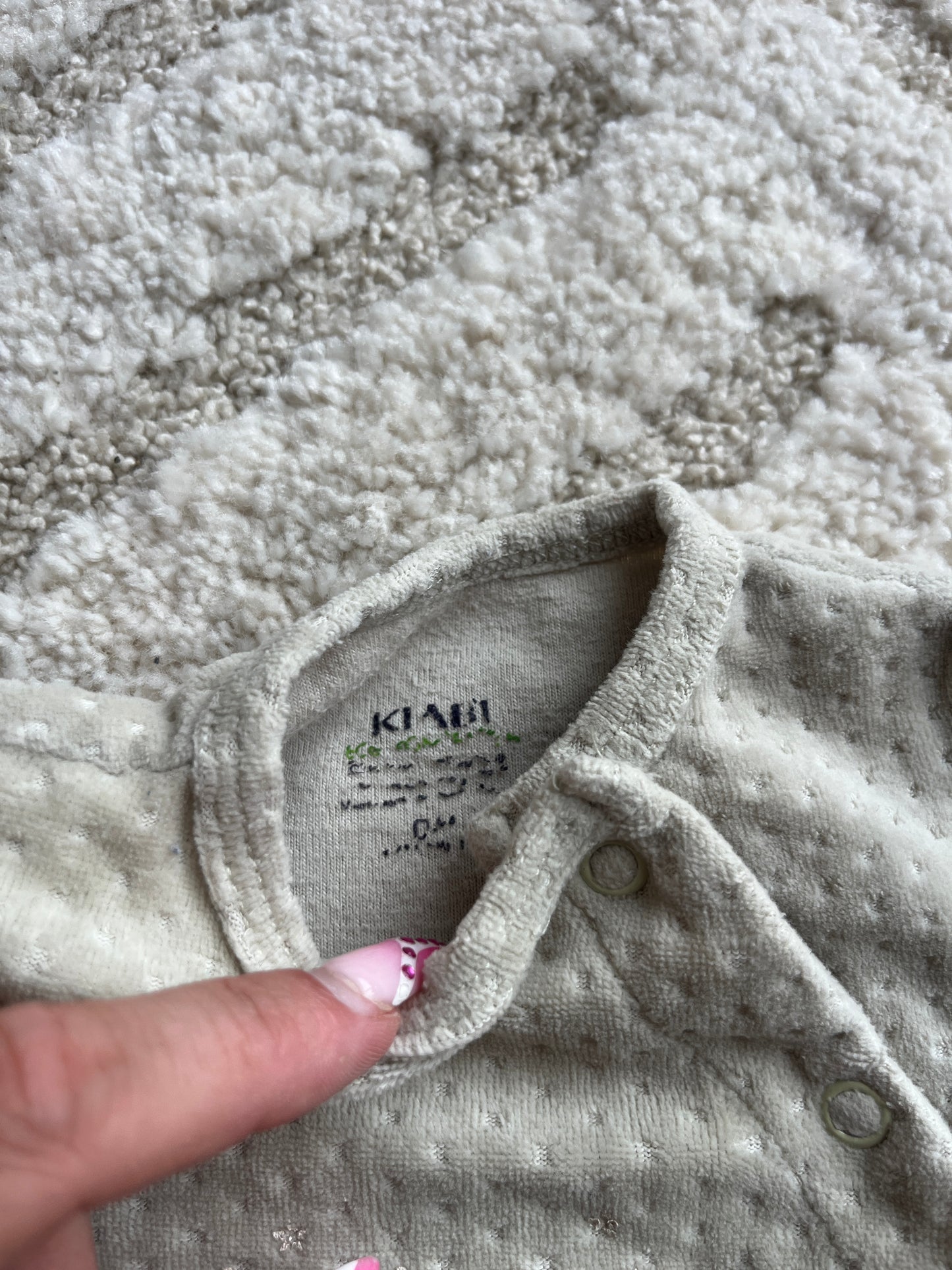 Pyjama velours vert olive effet matelassé - 0 mois
