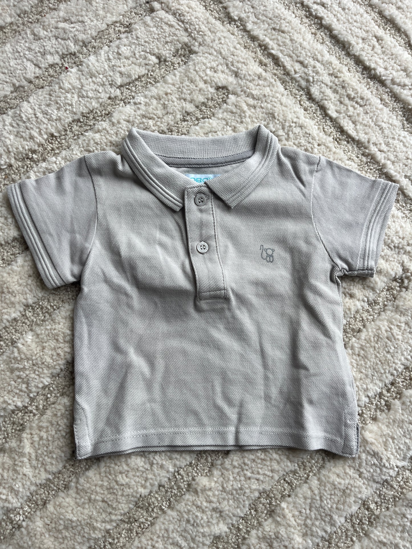 Polo à fines mailles à manches courtes beige Obaïbi - 3 mois