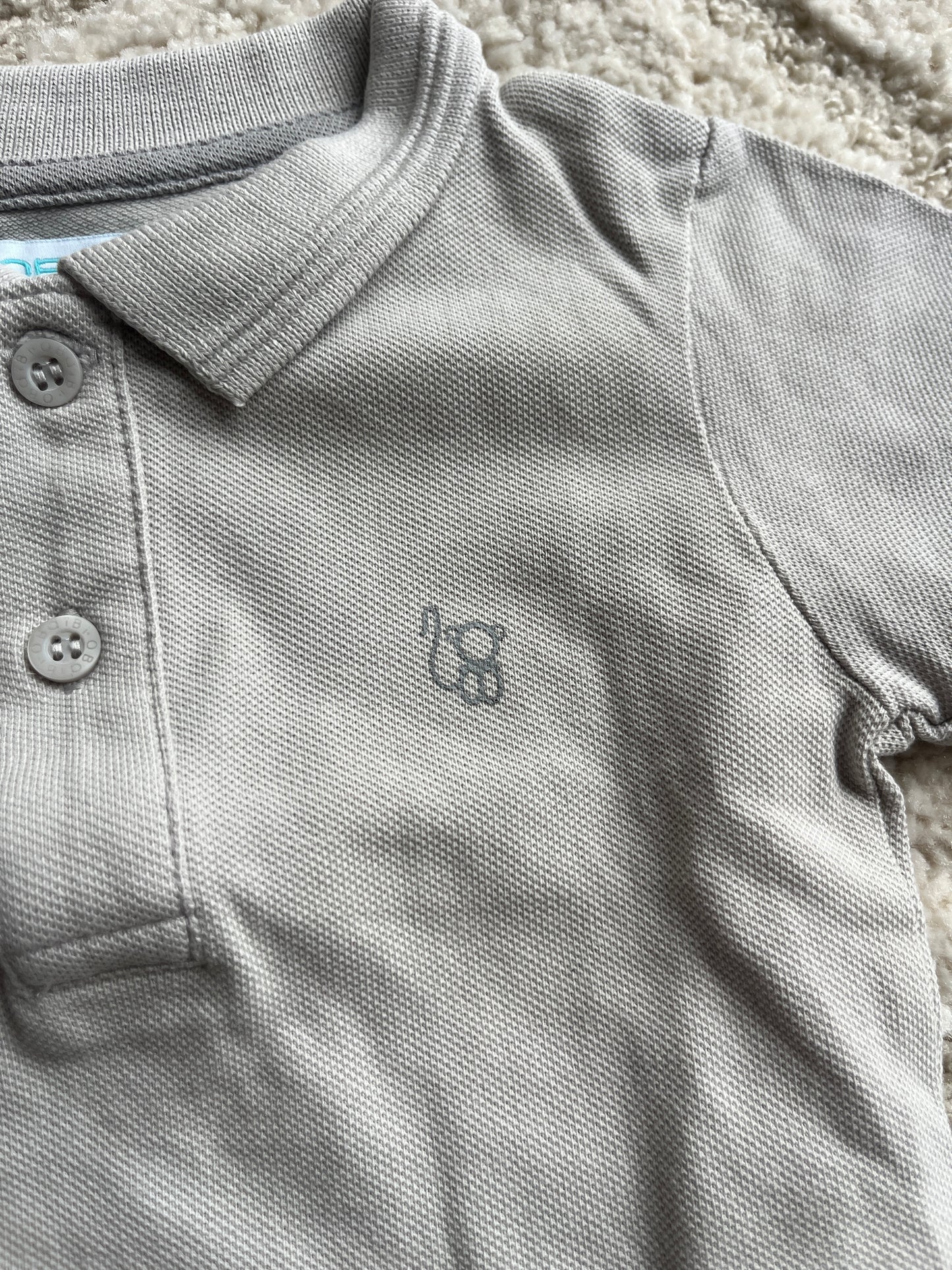 Polo à fines mailles à manches courtes beige Obaïbi - 3 mois