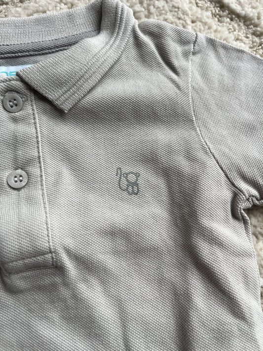 Polo à fines mailles à manches courtes beige Obaïbi - 3 mois