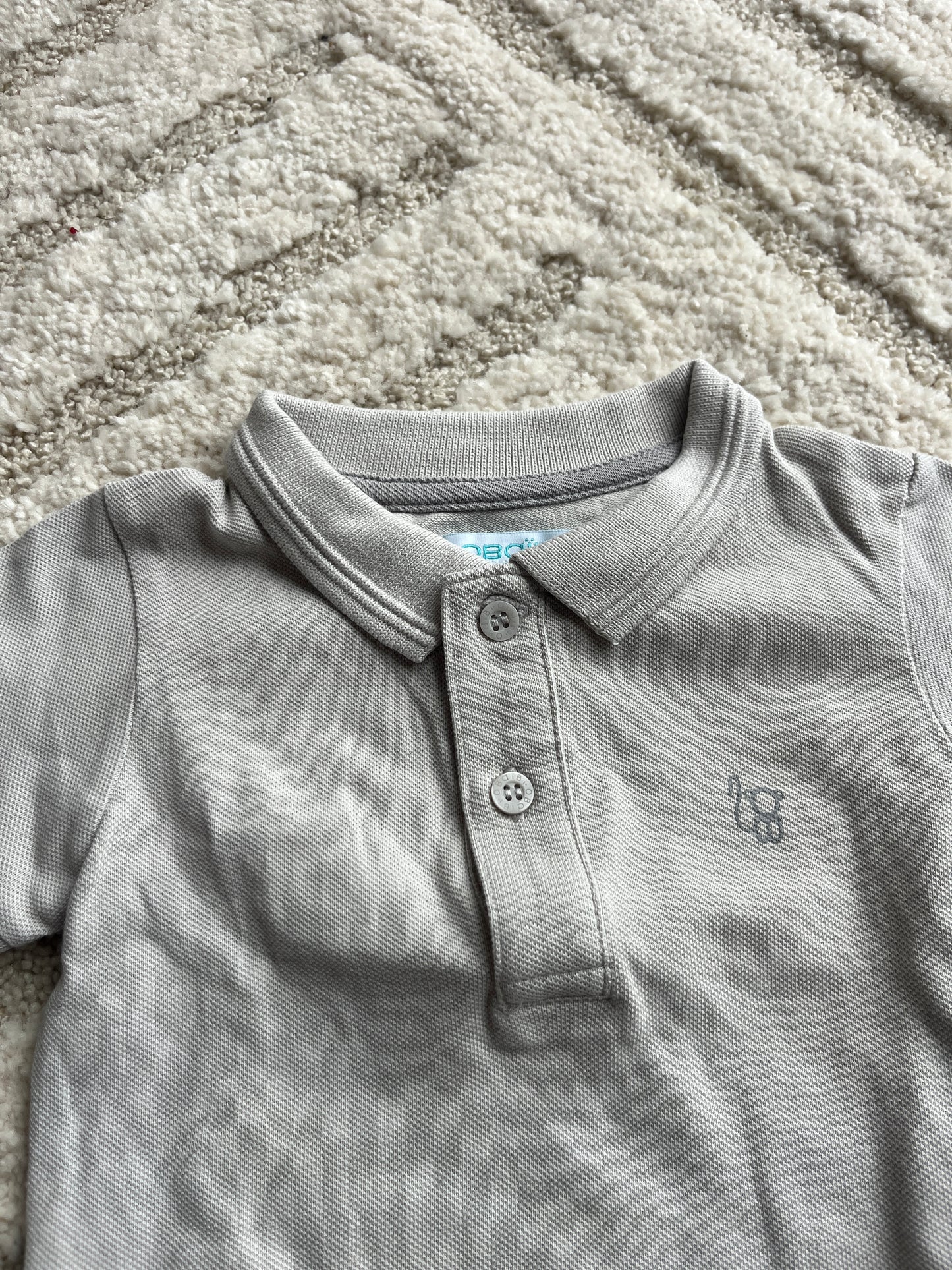 Polo à fines mailles à manches courtes beige Obaïbi - 3 mois