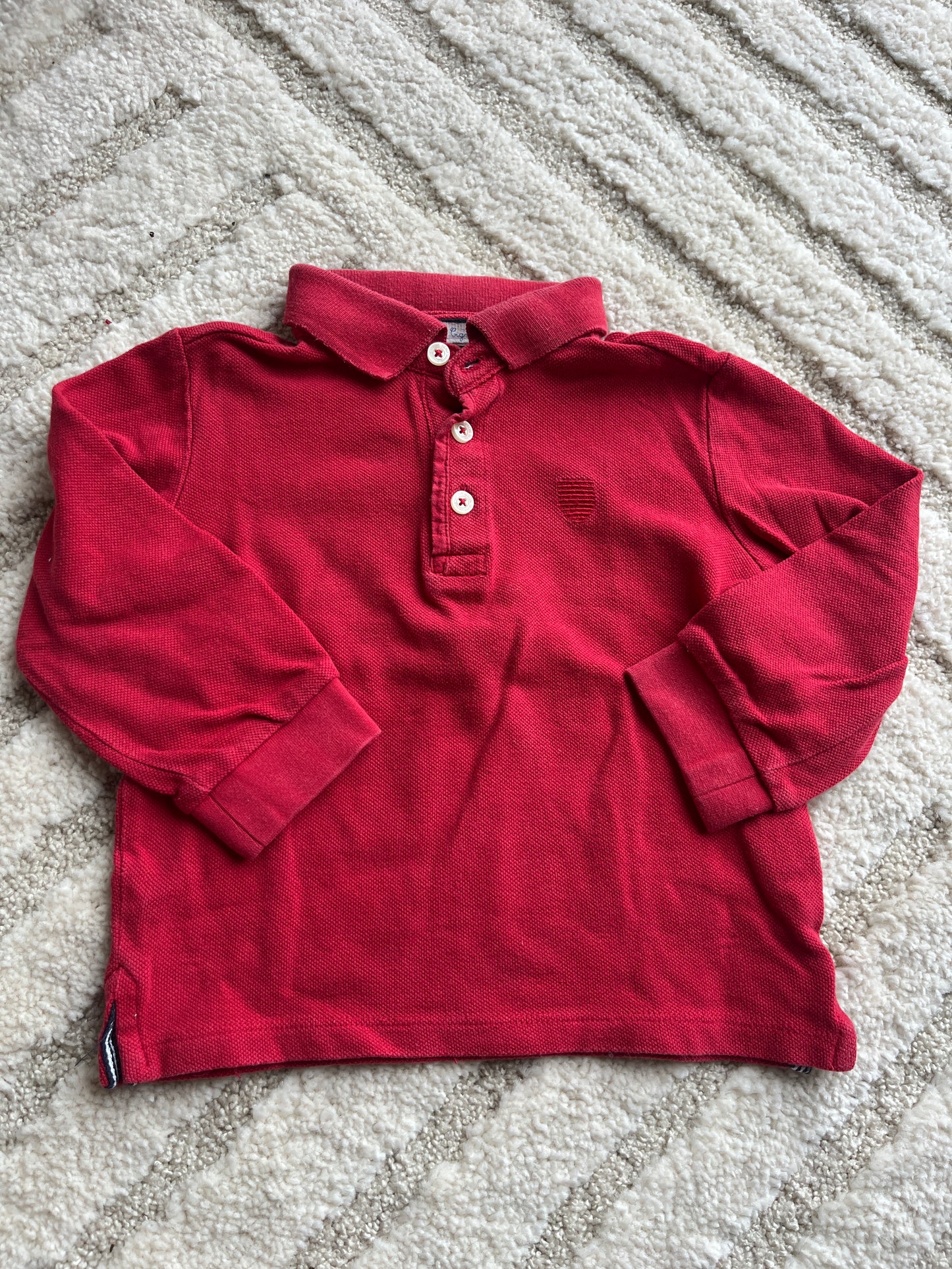 Polo à manches longues rouge avec blason cousu Zara - 18/24 mois (92cm)
