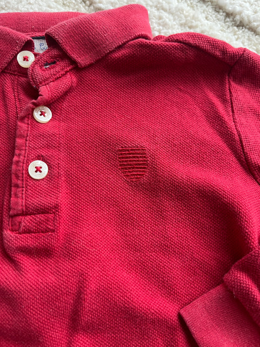 Polo à manches longues rouge avec blason cousu Zara - 18/24 mois (92cm)