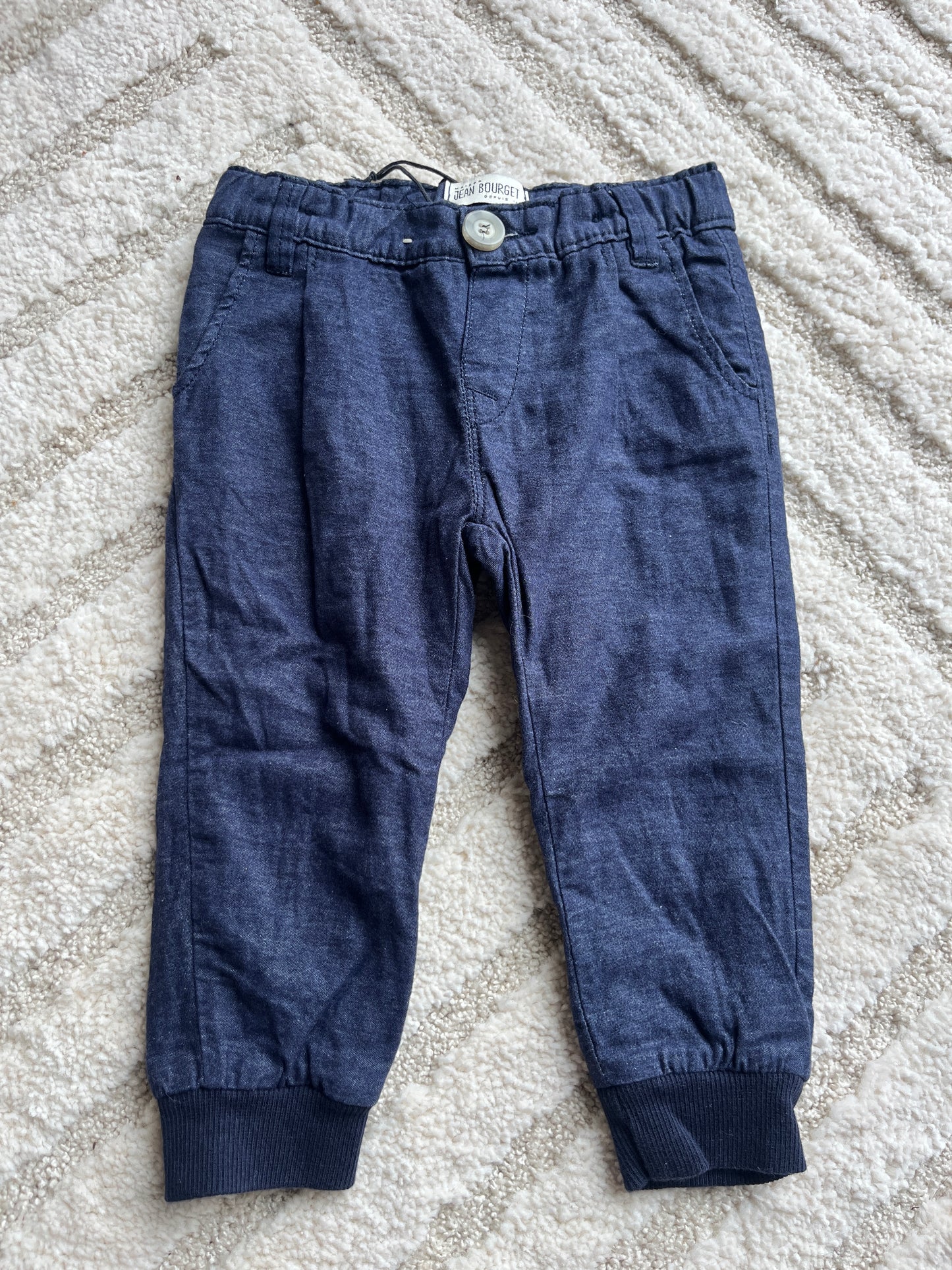 Pantalon type chino en tissu bleu marine avec poches Jean Bourget - 18 mois