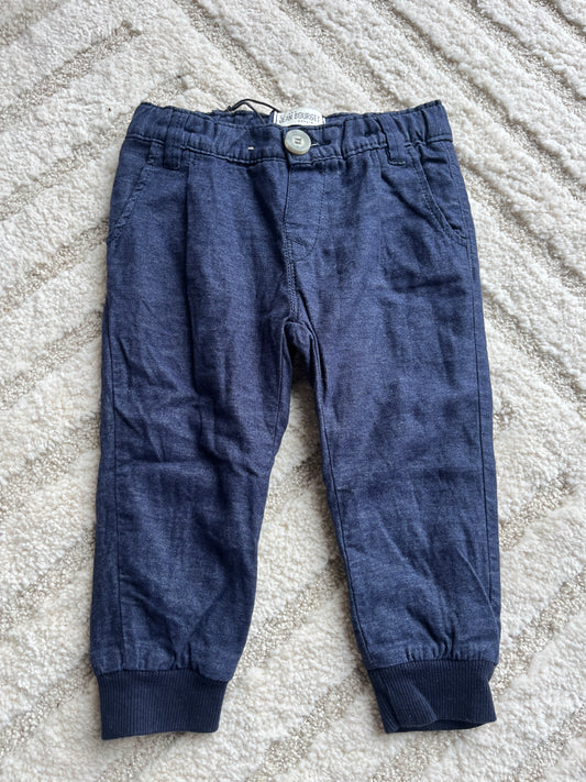 Pantalon type chino en tissu bleu marine avec poches Jean Bourget - 18 mois
