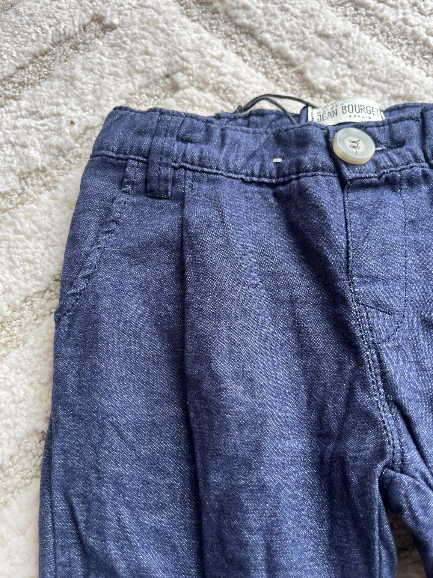Pantalon type chino en tissu bleu marine avec poches Jean Bourget - 18 mois