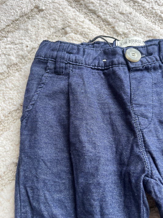 Pantalon type chino en tissu bleu marine avec poches Jean Bourget - 18 mois