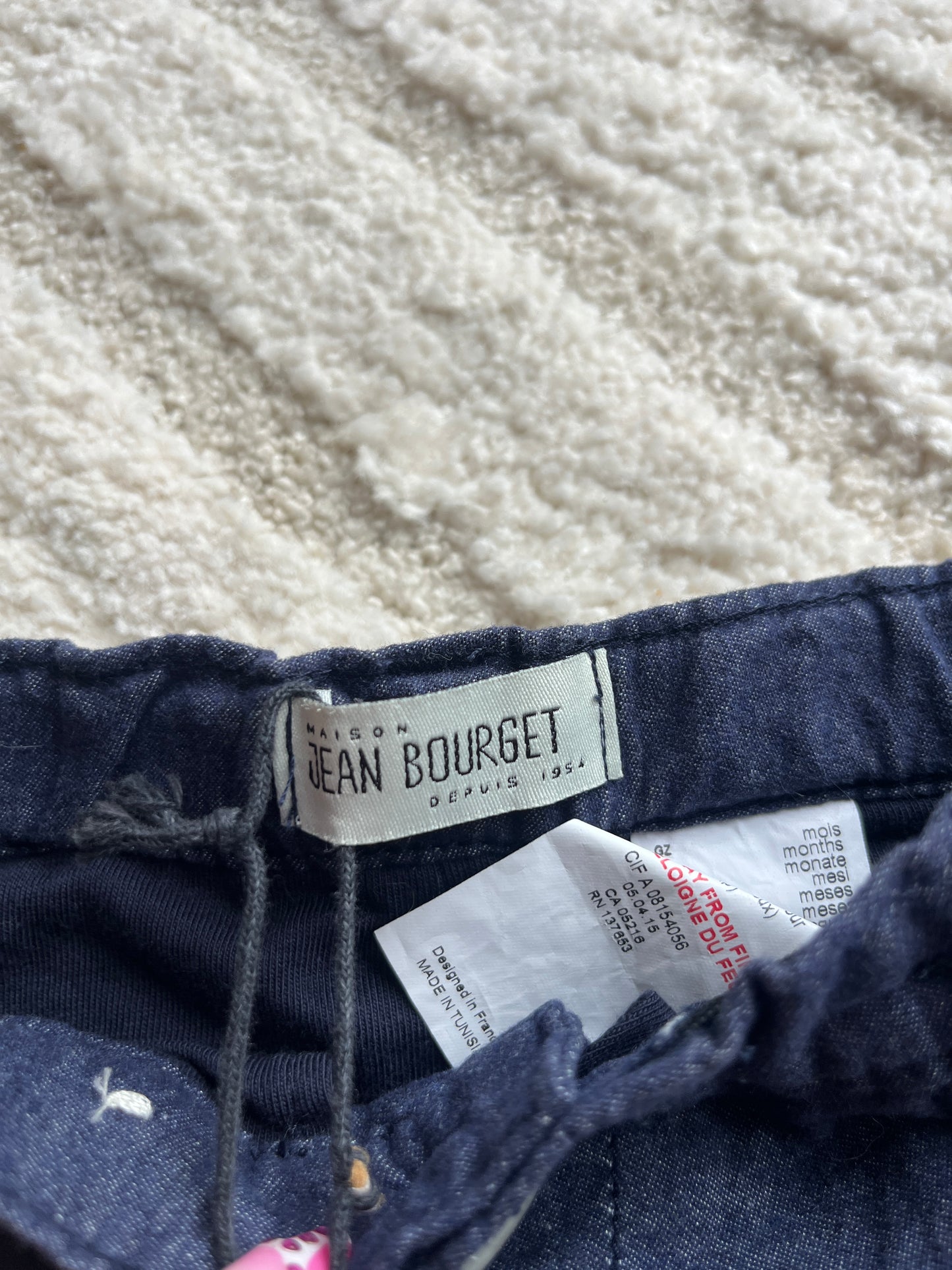 Pantalon type chino en tissu bleu marine avec poches Jean Bourget - 18 mois