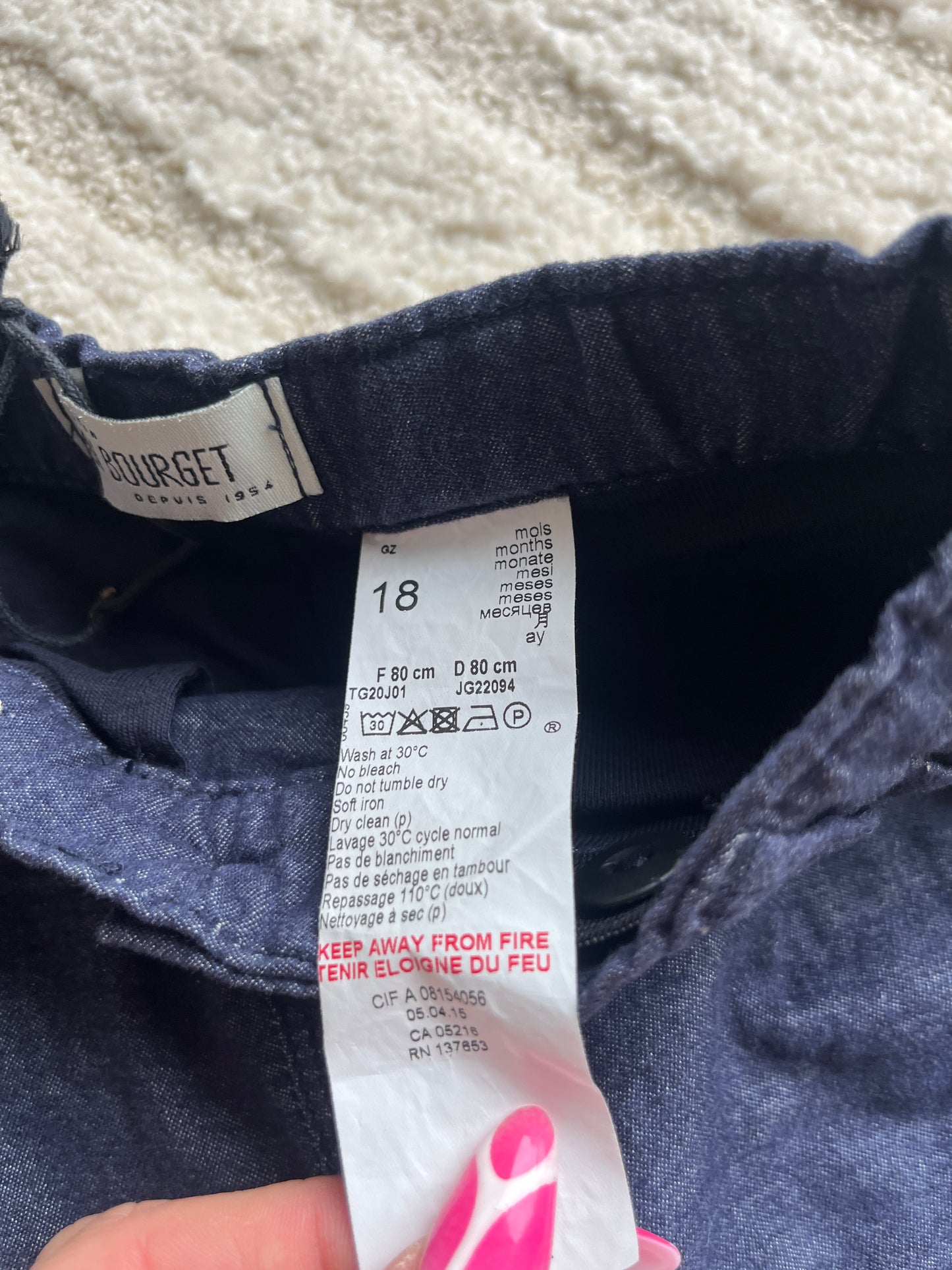 Pantalon type chino en tissu bleu marine avec poches Jean Bourget - 18 mois