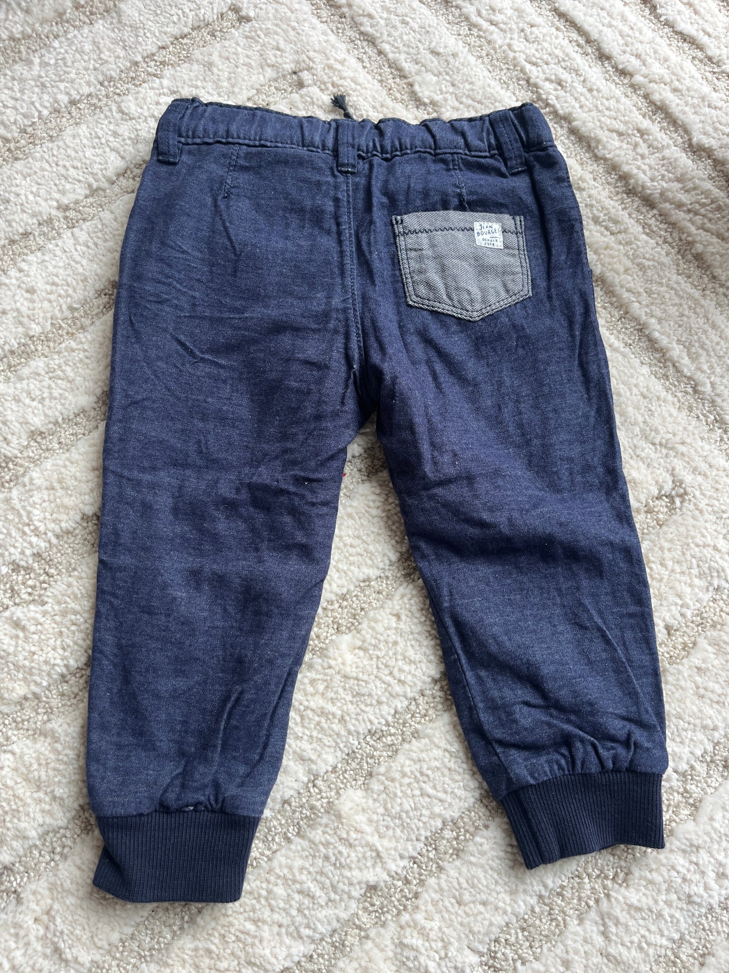 Pantalon type chino en tissu bleu marine avec poches Jean Bourget - 18 mois