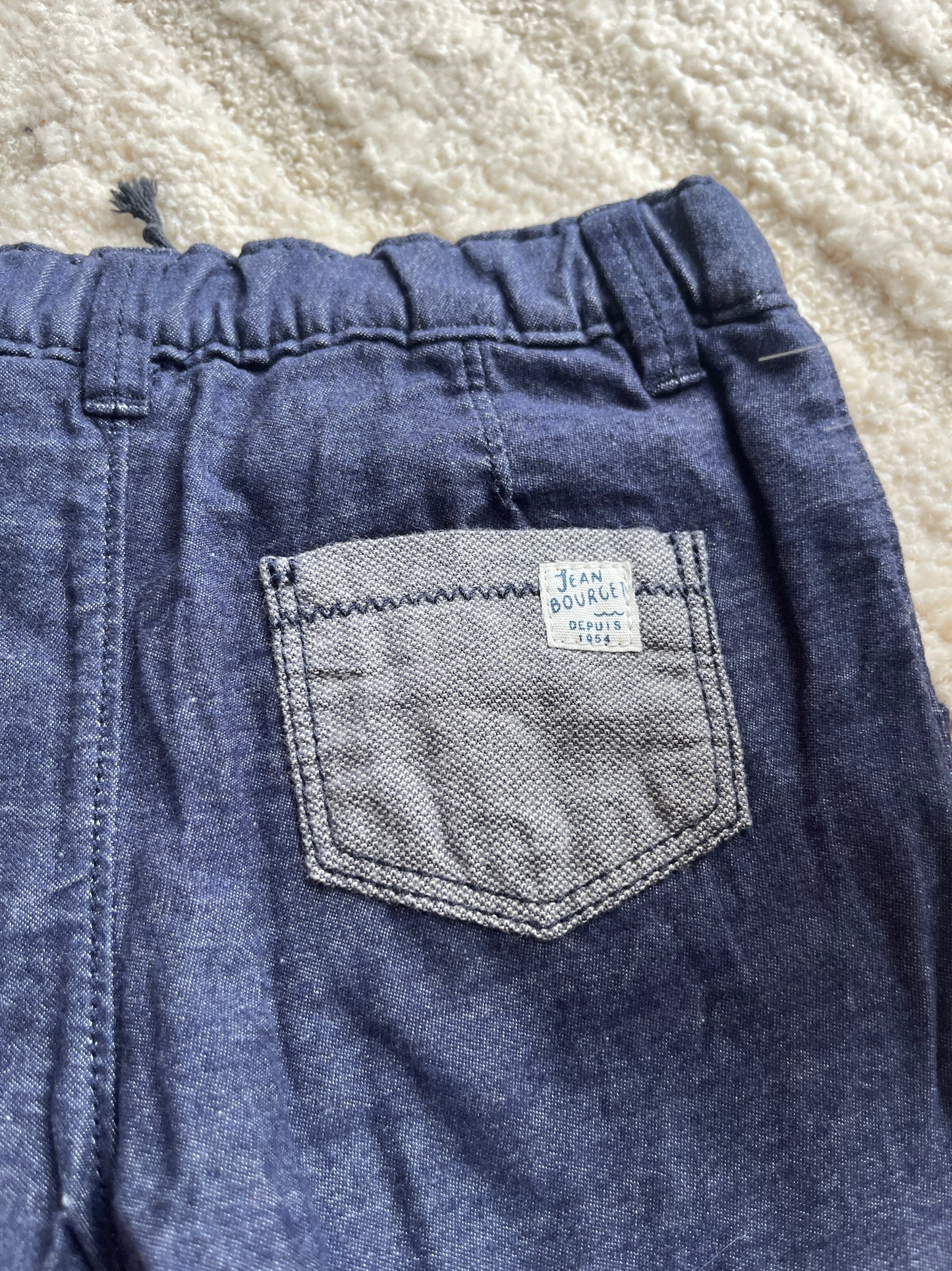 Pantalon type chino en tissu bleu marine avec poches Jean Bourget - 18 mois