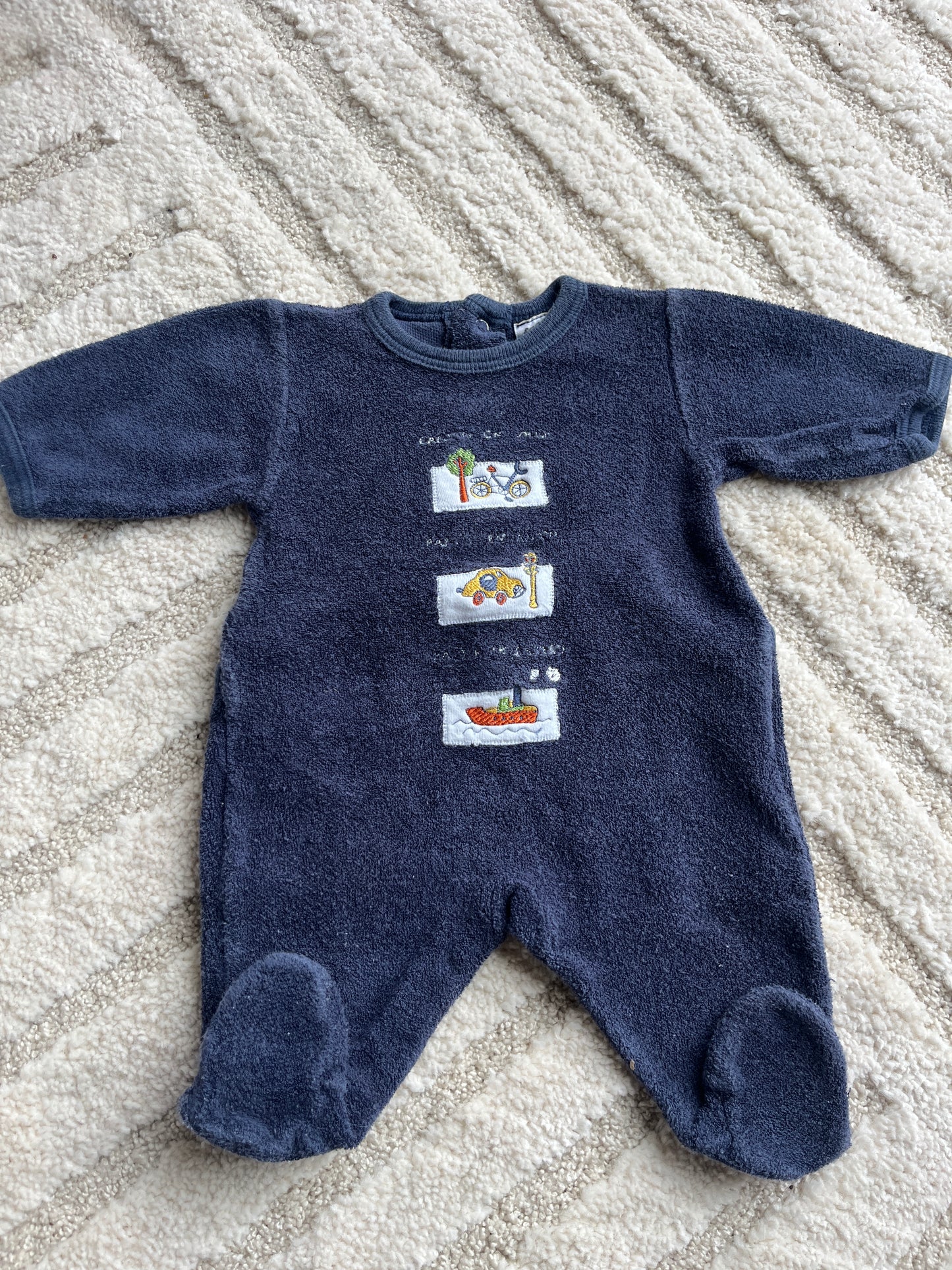 Pyjama velours bleu vintage Sergent Major - 1 mois