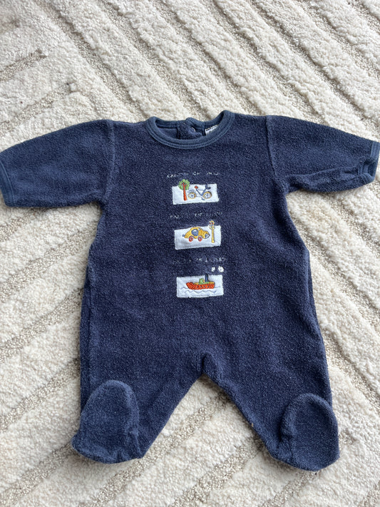 Pyjama velours bleu vintage Sergent Major - 1 mois