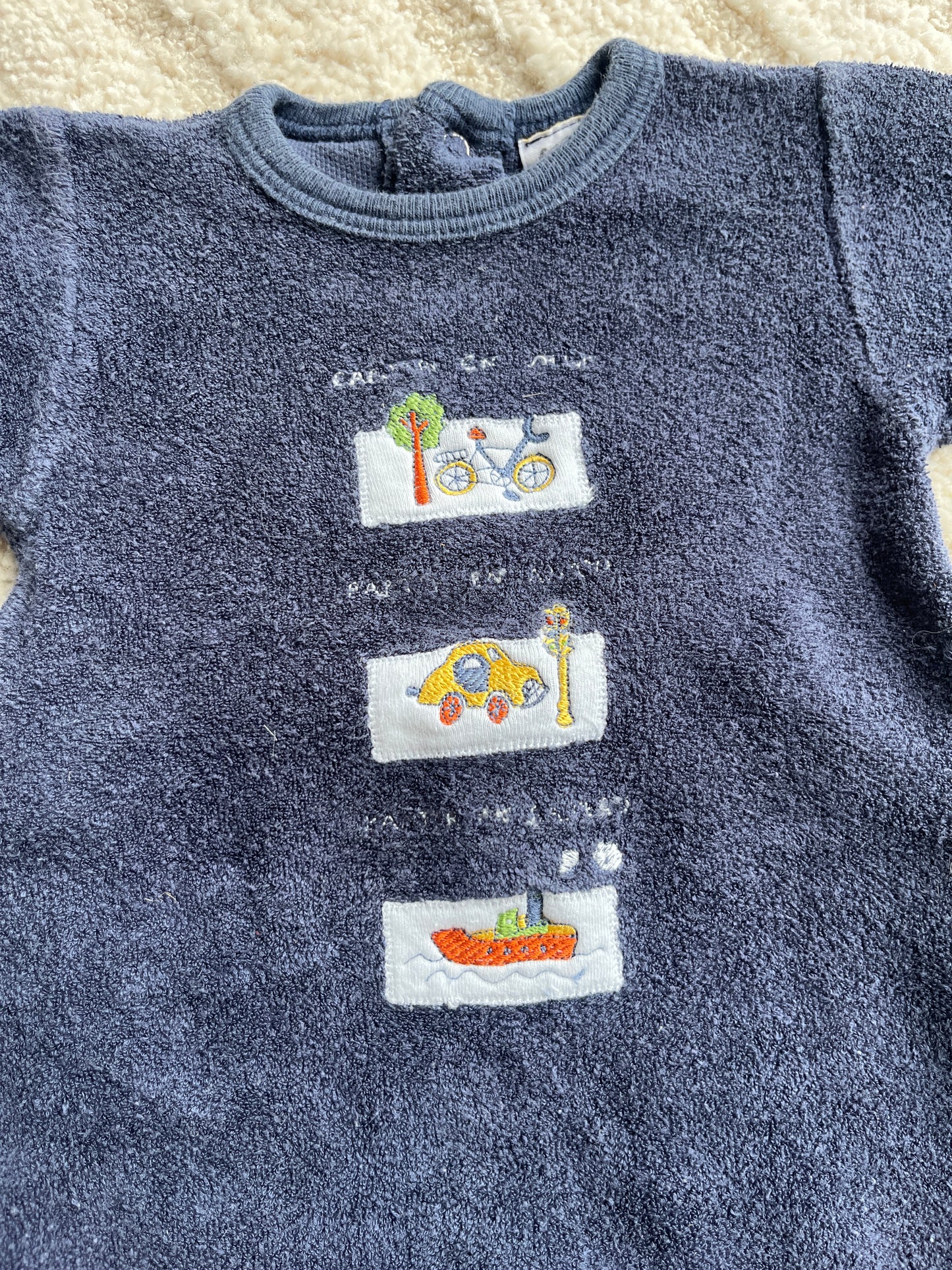Pyjama velours bleu vintage Sergent Major - 1 mois