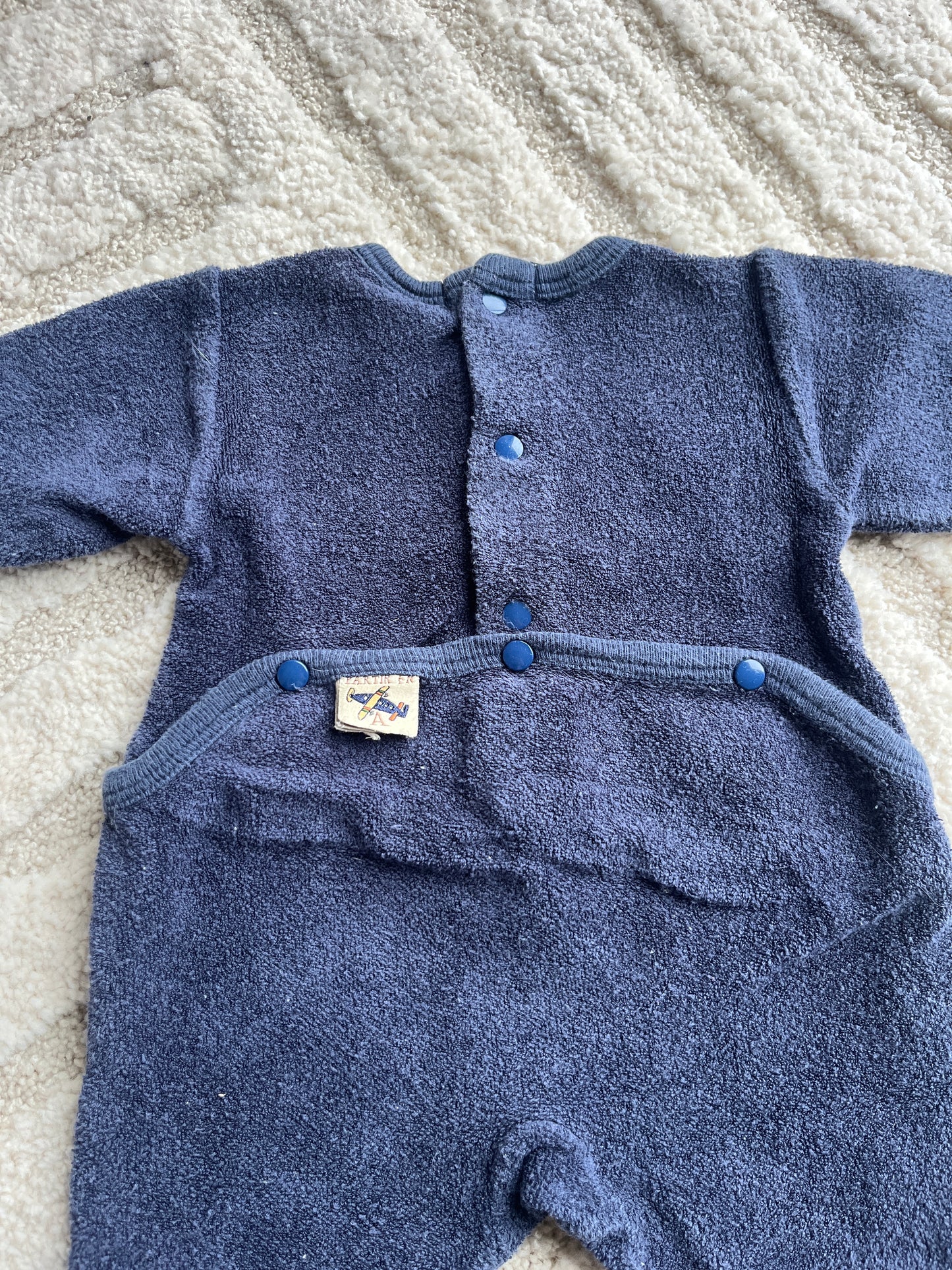 Pyjama velours bleu vintage Sergent Major - 1 mois