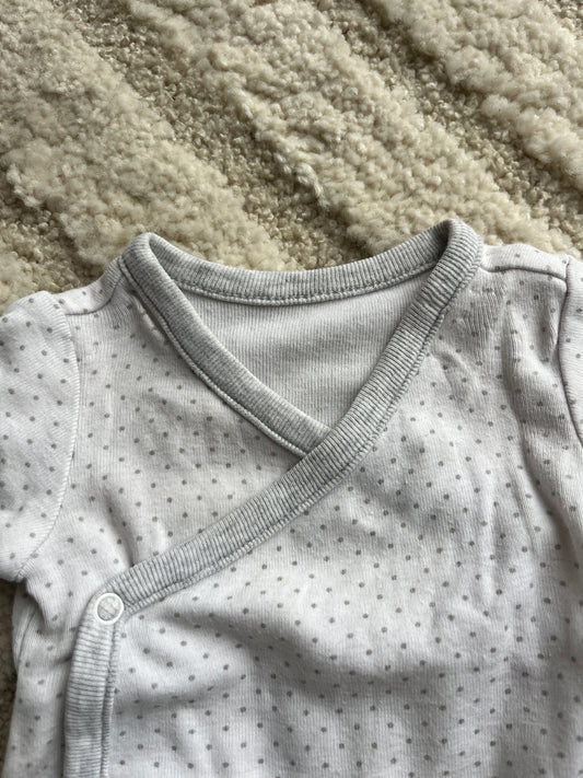 Body à manches longues blanc à pois gris asymétrique - 1 mois