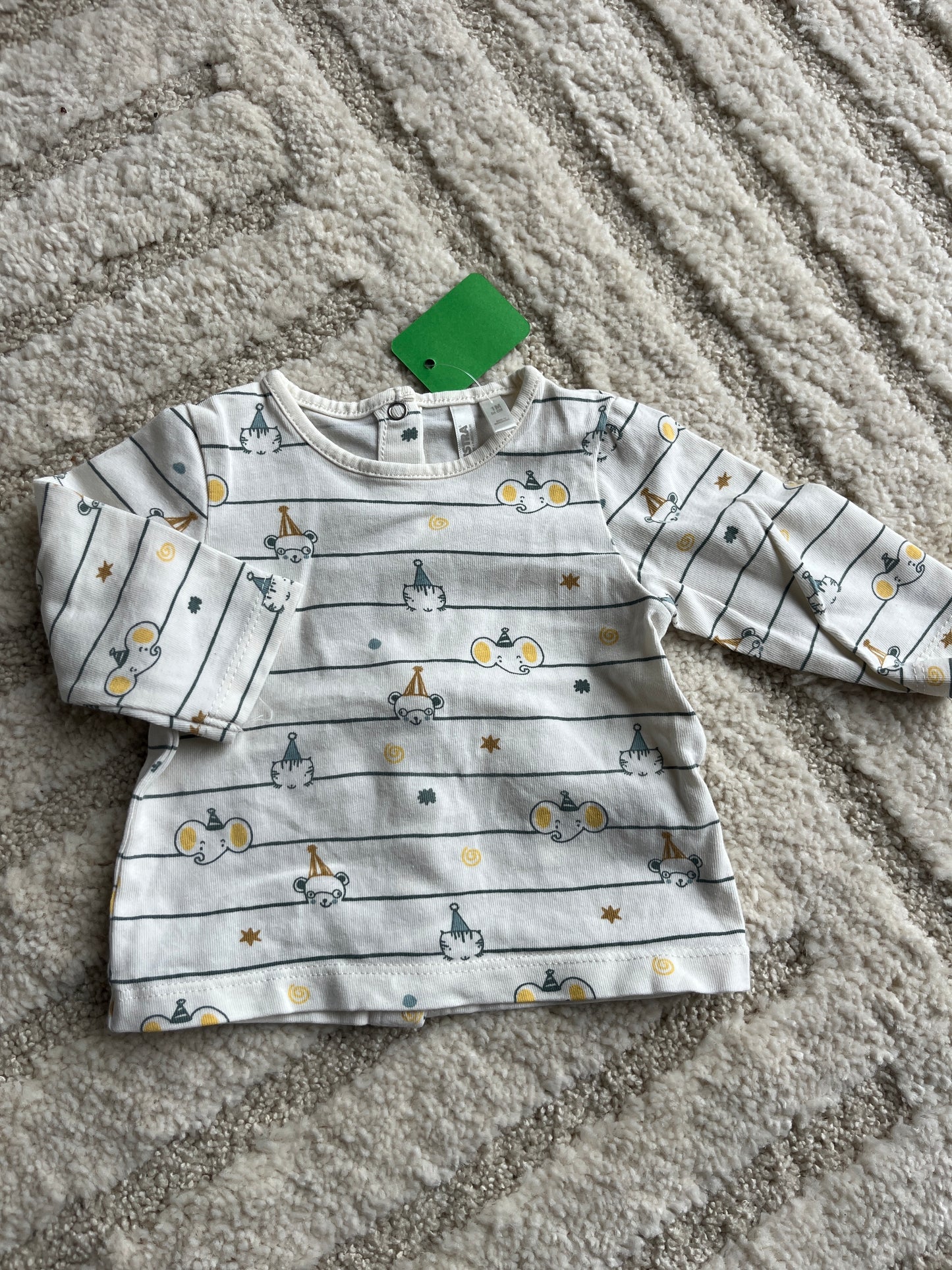 T-shirt à manches longues crème avec motifs éléphants Orchestra - 1 mois