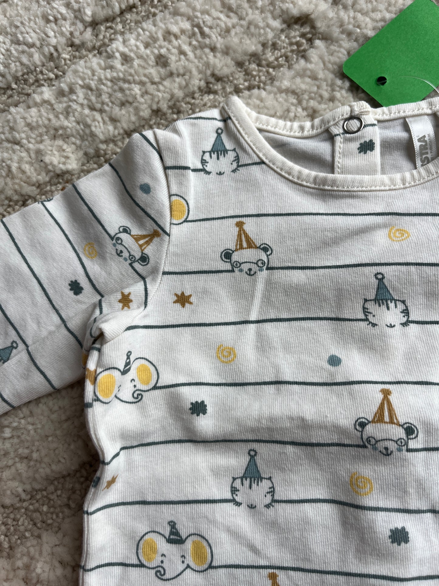 T-shirt à manches longues crème avec motifs éléphants Orchestra - 1 mois