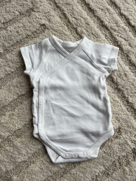 Body à manches courtes en jersey blanc asymétrique - 1 mois