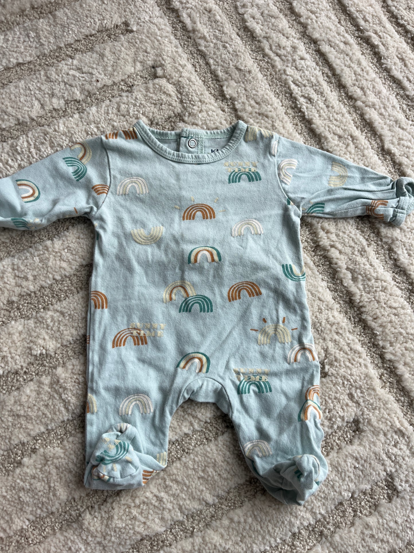Pyjama léger en jersey bleu motifs arc-en-ciel - 1 mois