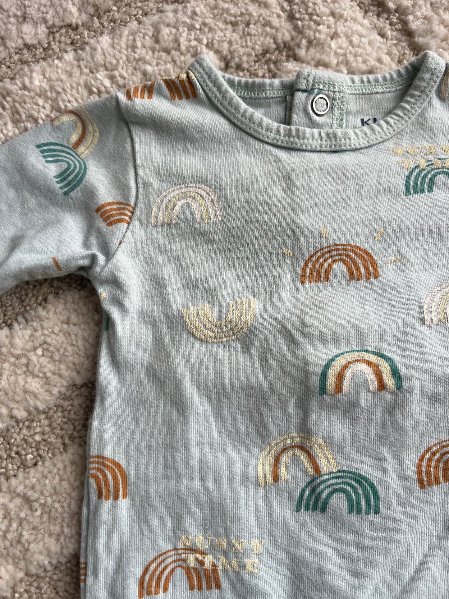Pyjama léger en jersey bleu motifs arc-en-ciel - 1 mois