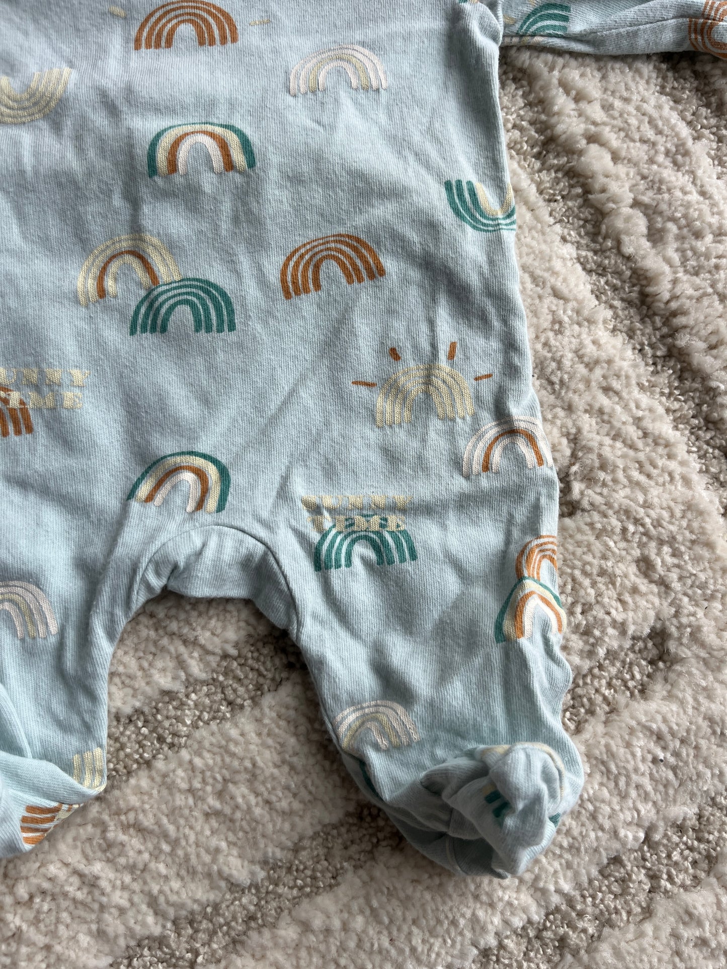 Pyjama léger en jersey bleu motifs arc-en-ciel - 1 mois