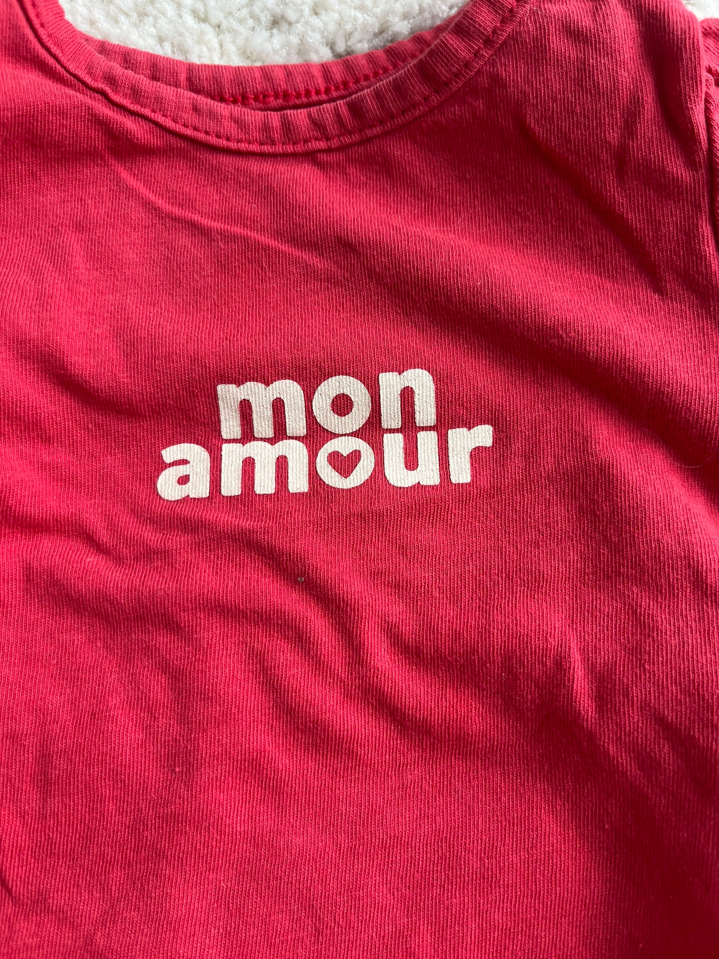 T-shirt à manches courtes rouge « mon amour » - 1 mois
