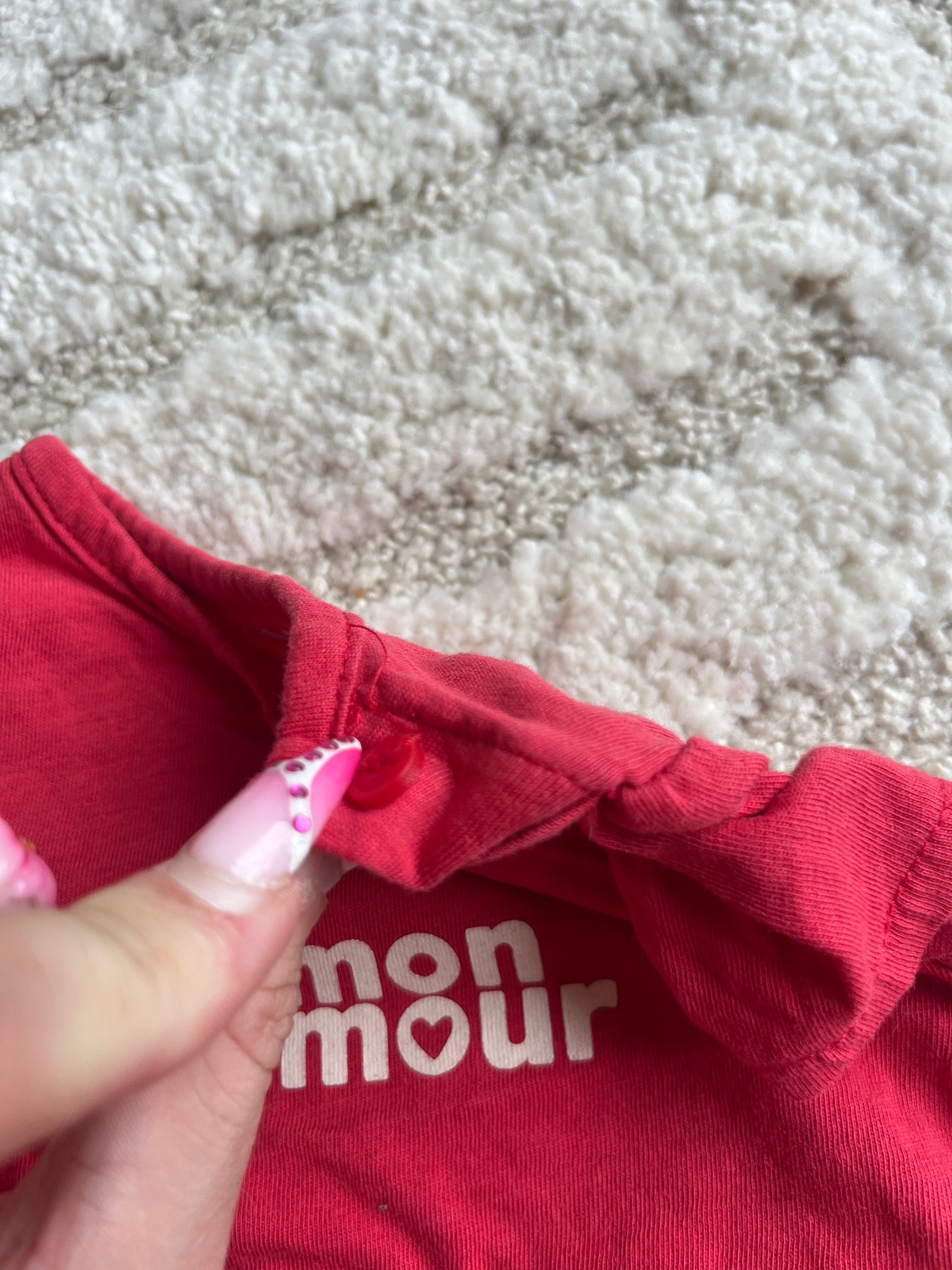 T-shirt à manches courtes rouge « mon amour » - 1 mois