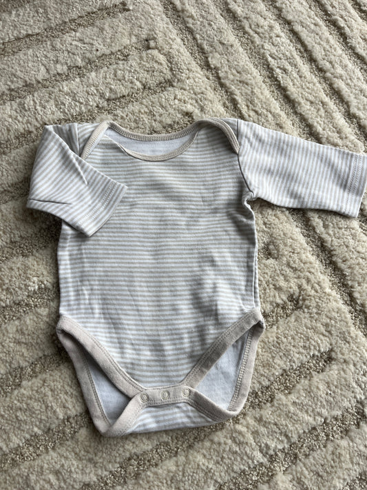 Body à manches longues rayé blanc et beige - 0/3 mois (62cm)