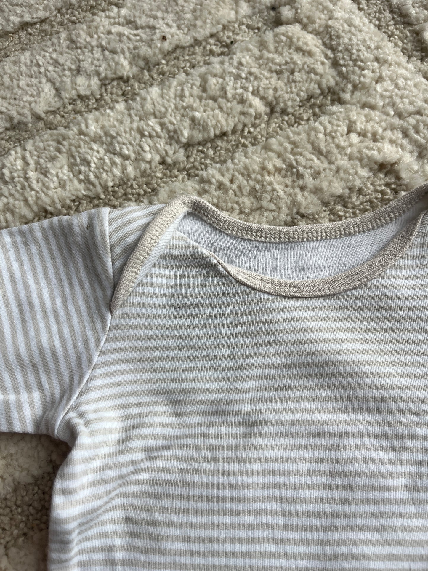 Body à manches longues rayé blanc et beige - 0/3 mois (62cm)