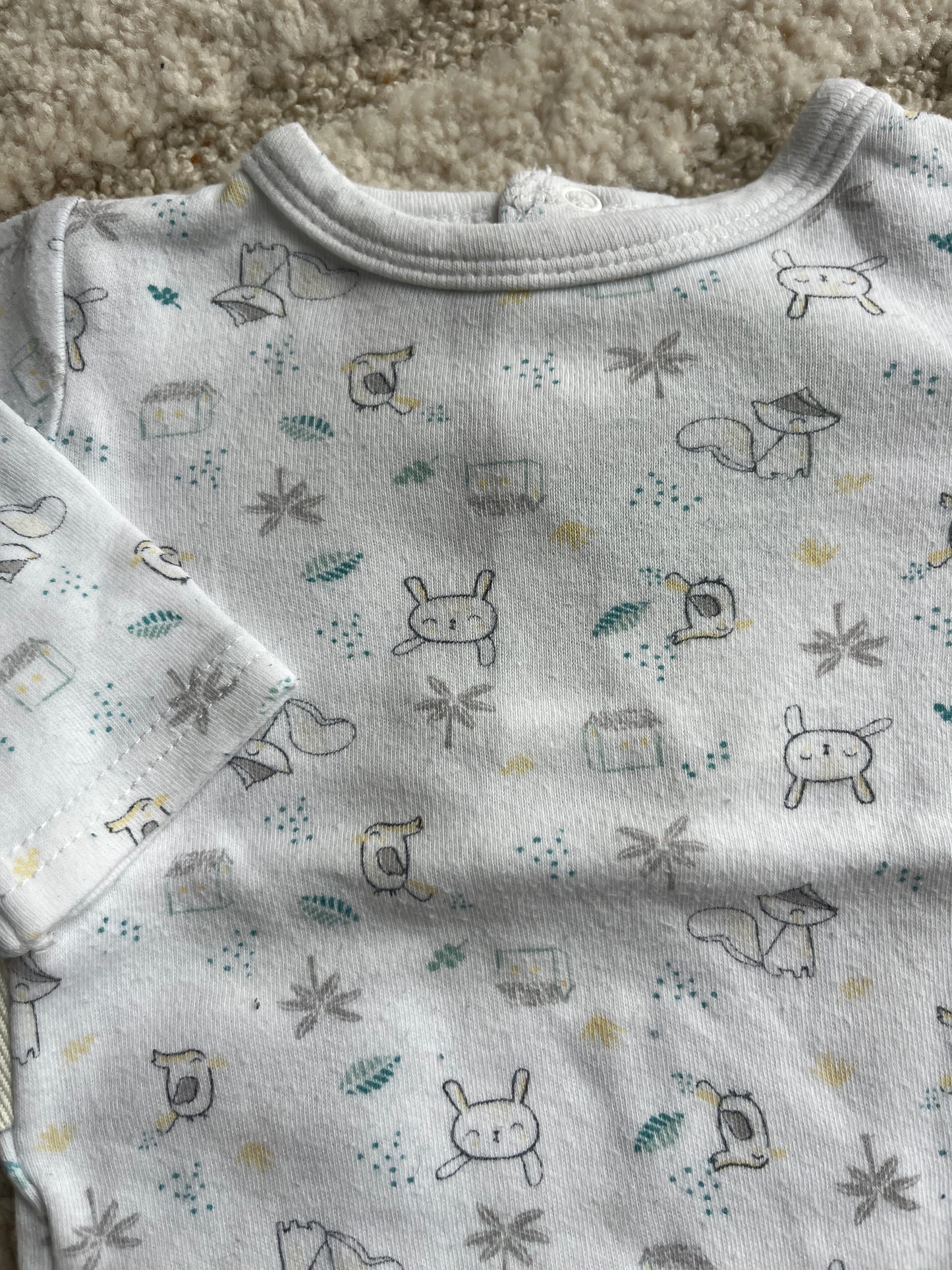 Body à manches longues blanc motifs animaux Petit Béguin - 1 mois