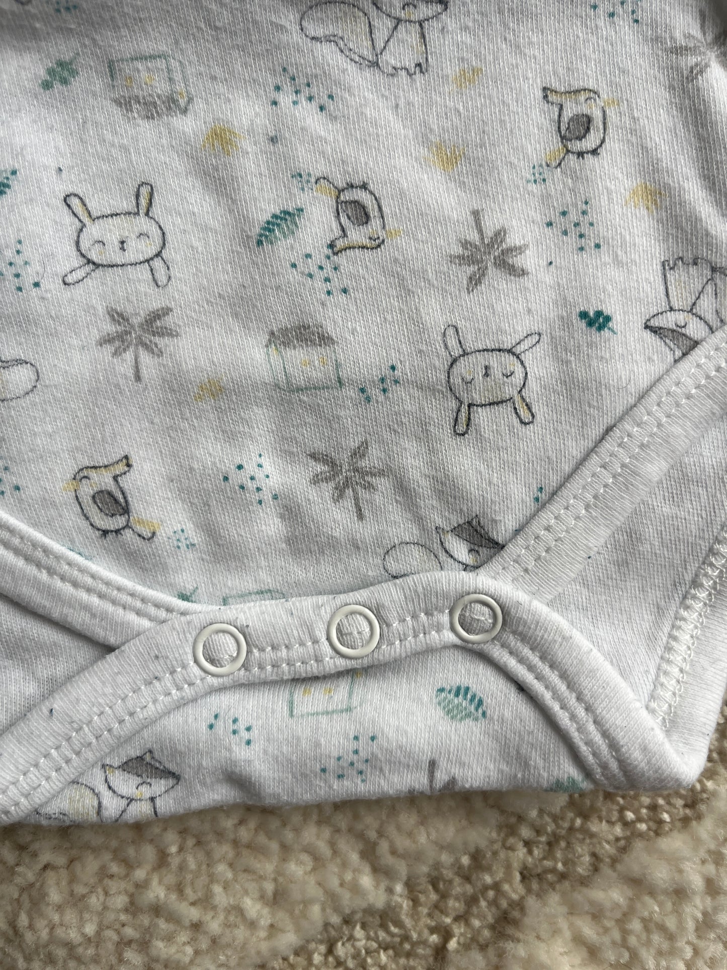 Body à manches longues blanc motifs animaux Petit Béguin - 1 mois