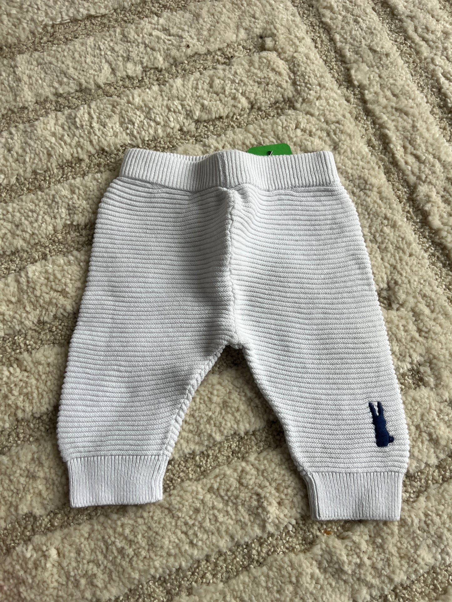 Legging côtelé blanc avec motif lapin Grain de Blé - 1 mois