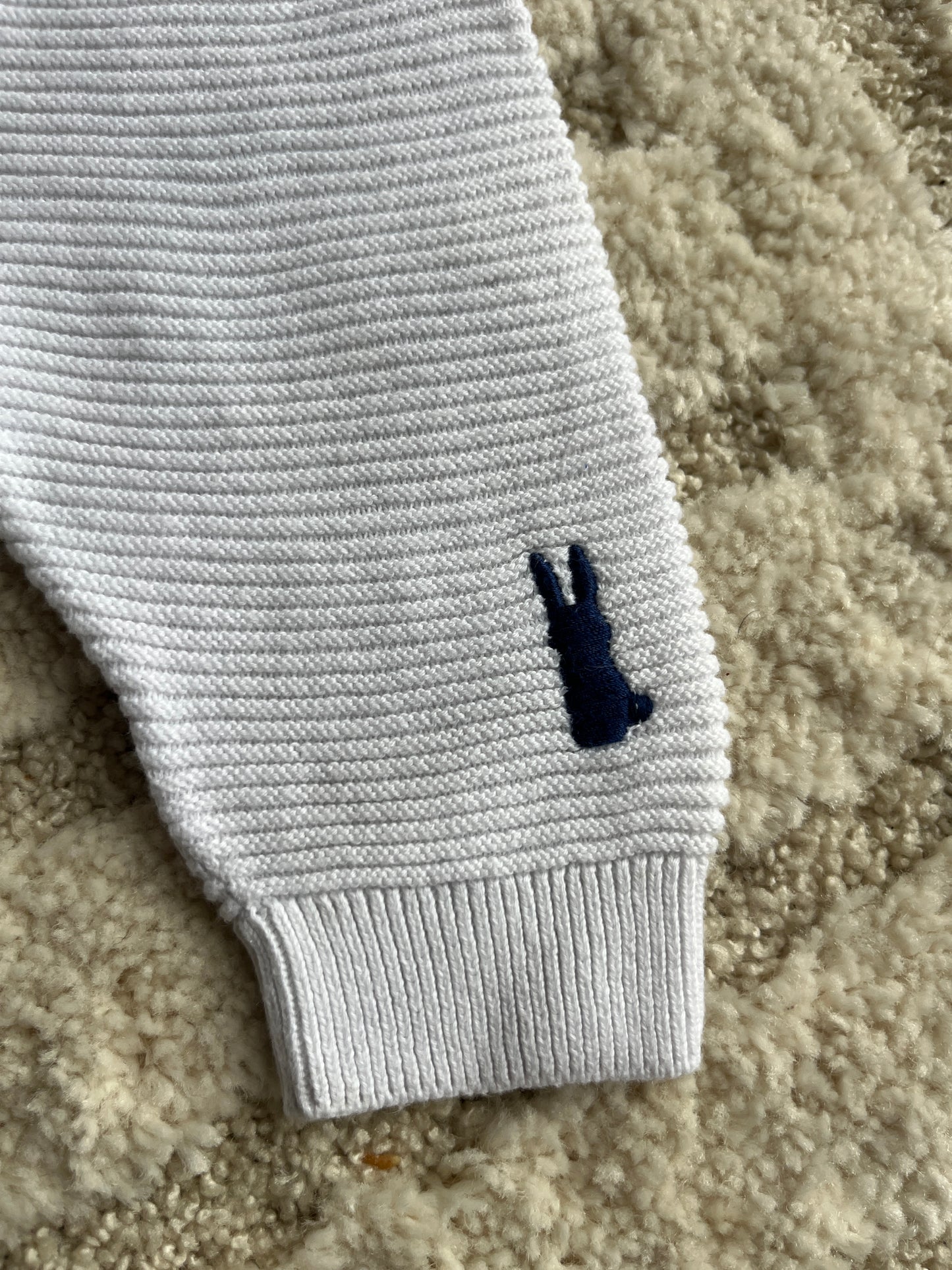 Legging côtelé blanc avec motif lapin Grain de Blé - 1 mois